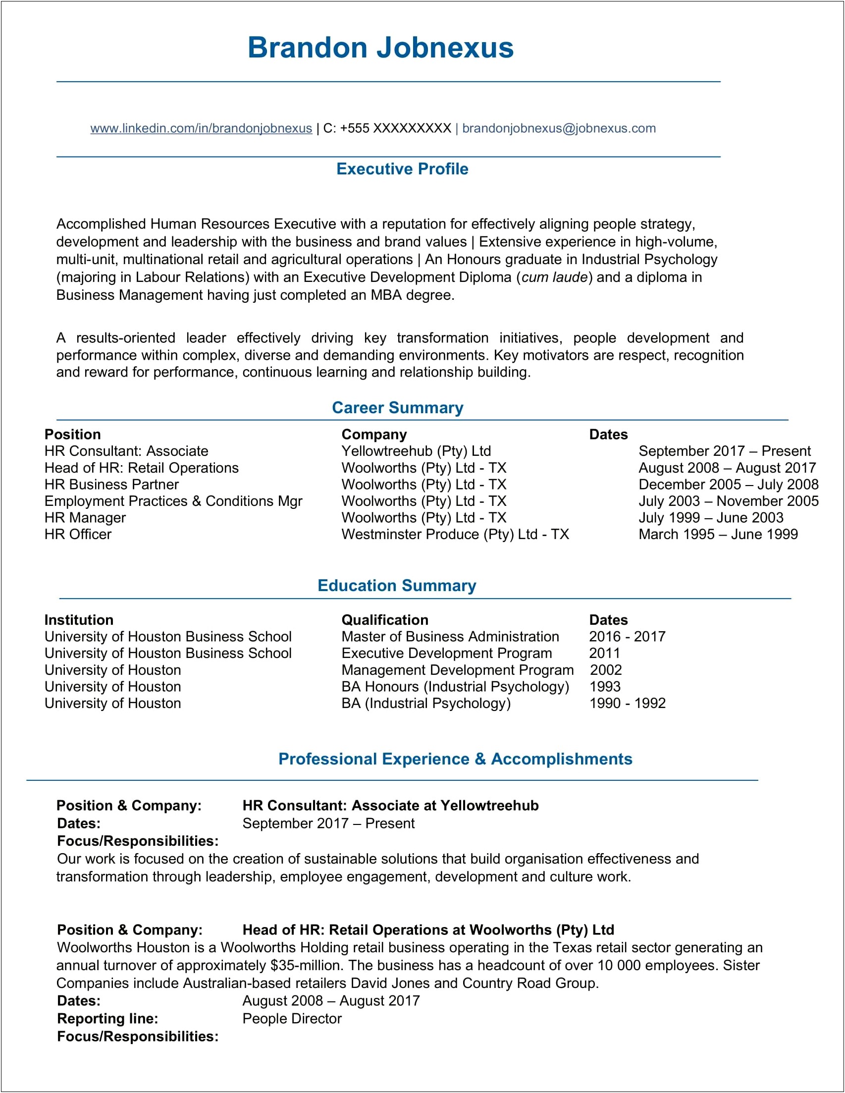 Sample Resume For Industrial Relations Manager