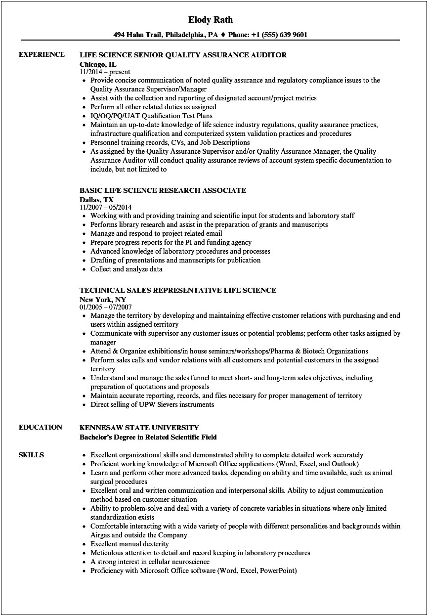 Sample Resume For Life Skills Program