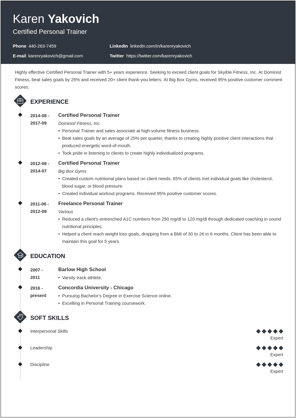 Sample Resume For Life Skills Trainer