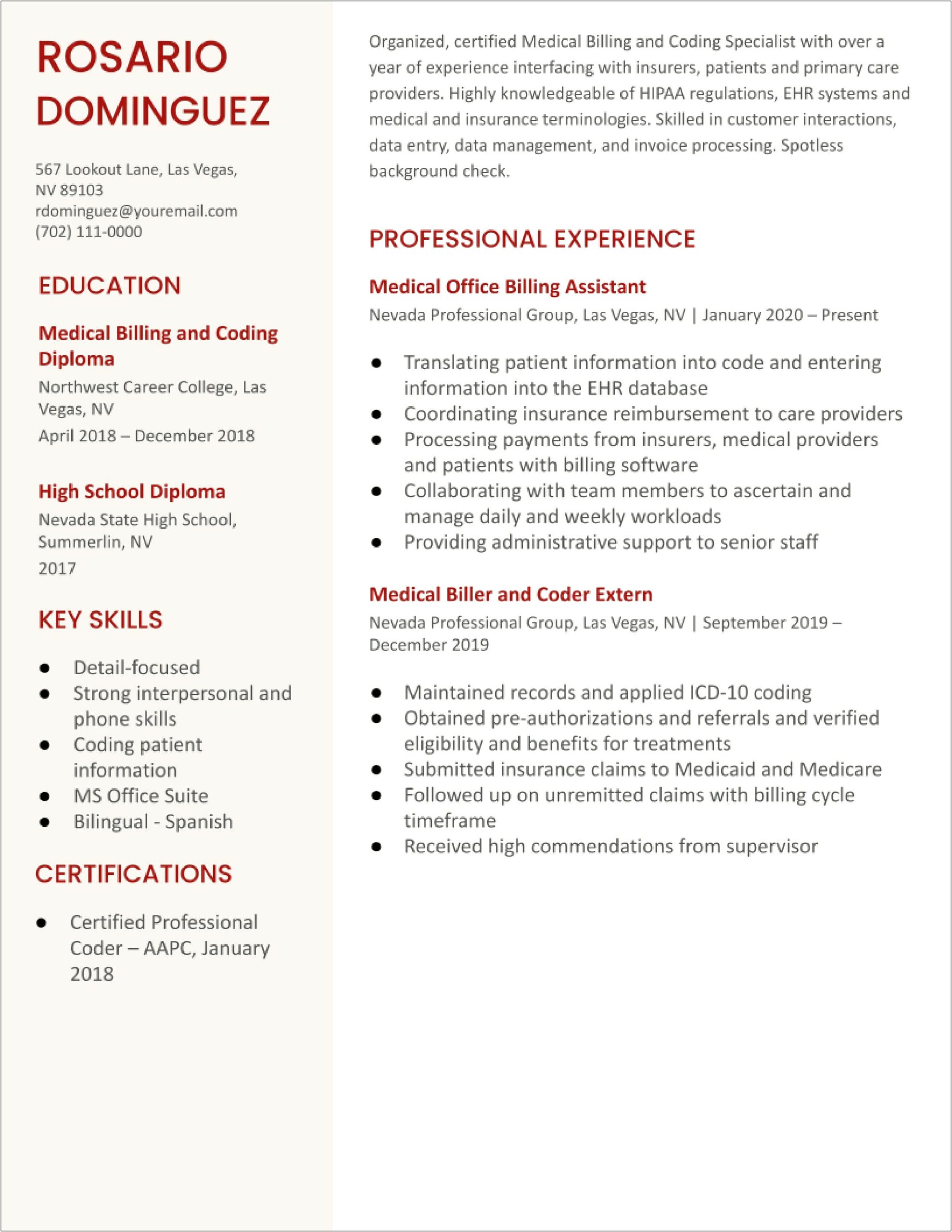 Sample Resume For Medical Billing Analyst