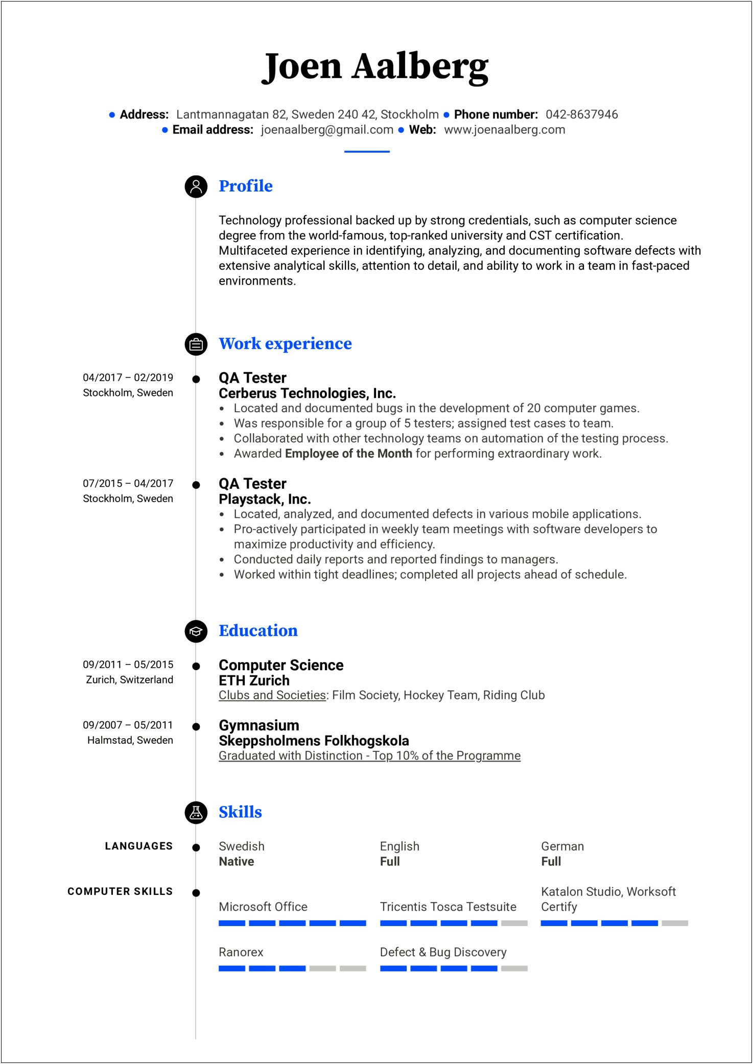 Sample Resume For Mobile Application Testing