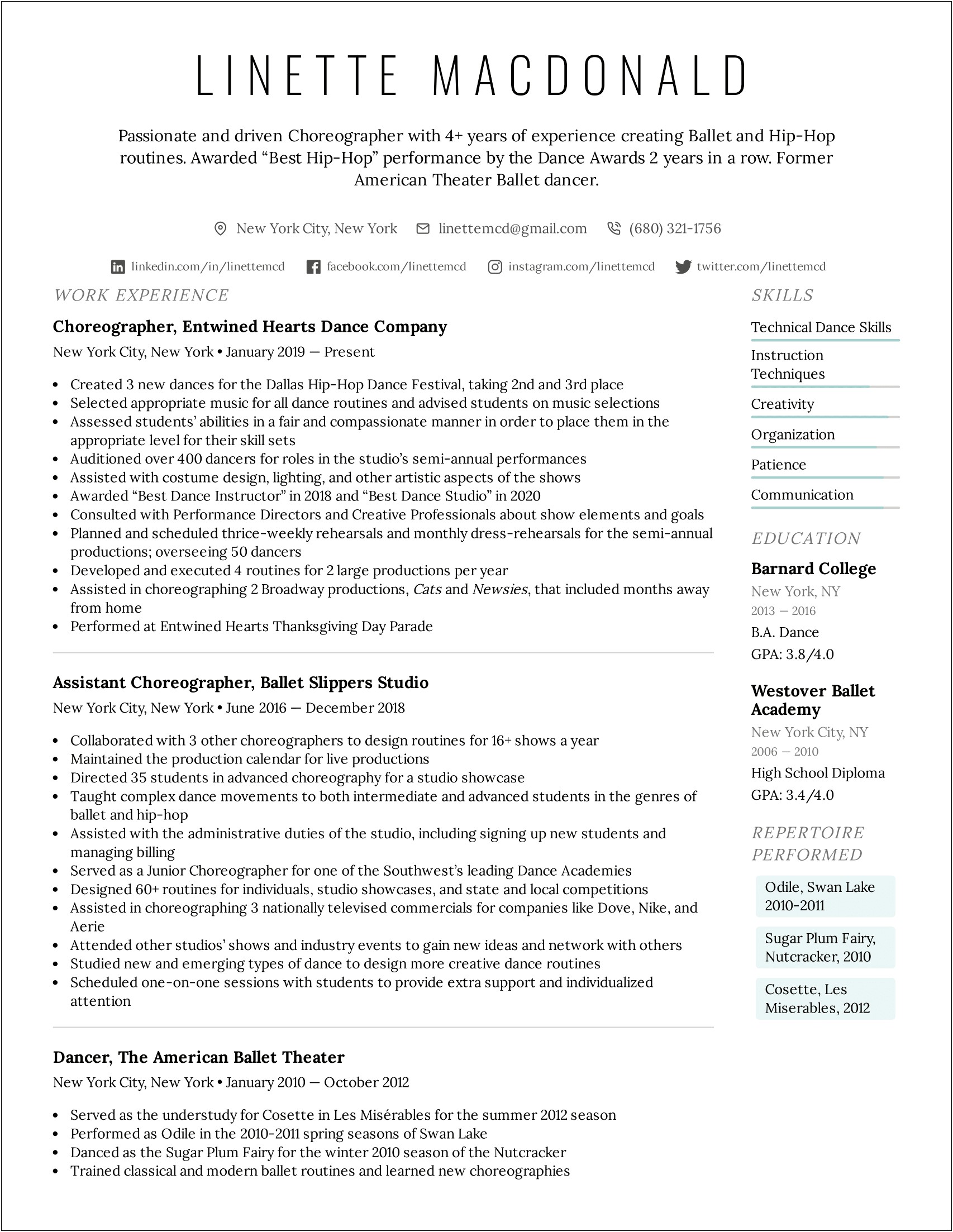 Sample Resume For Music Festival Entertainer