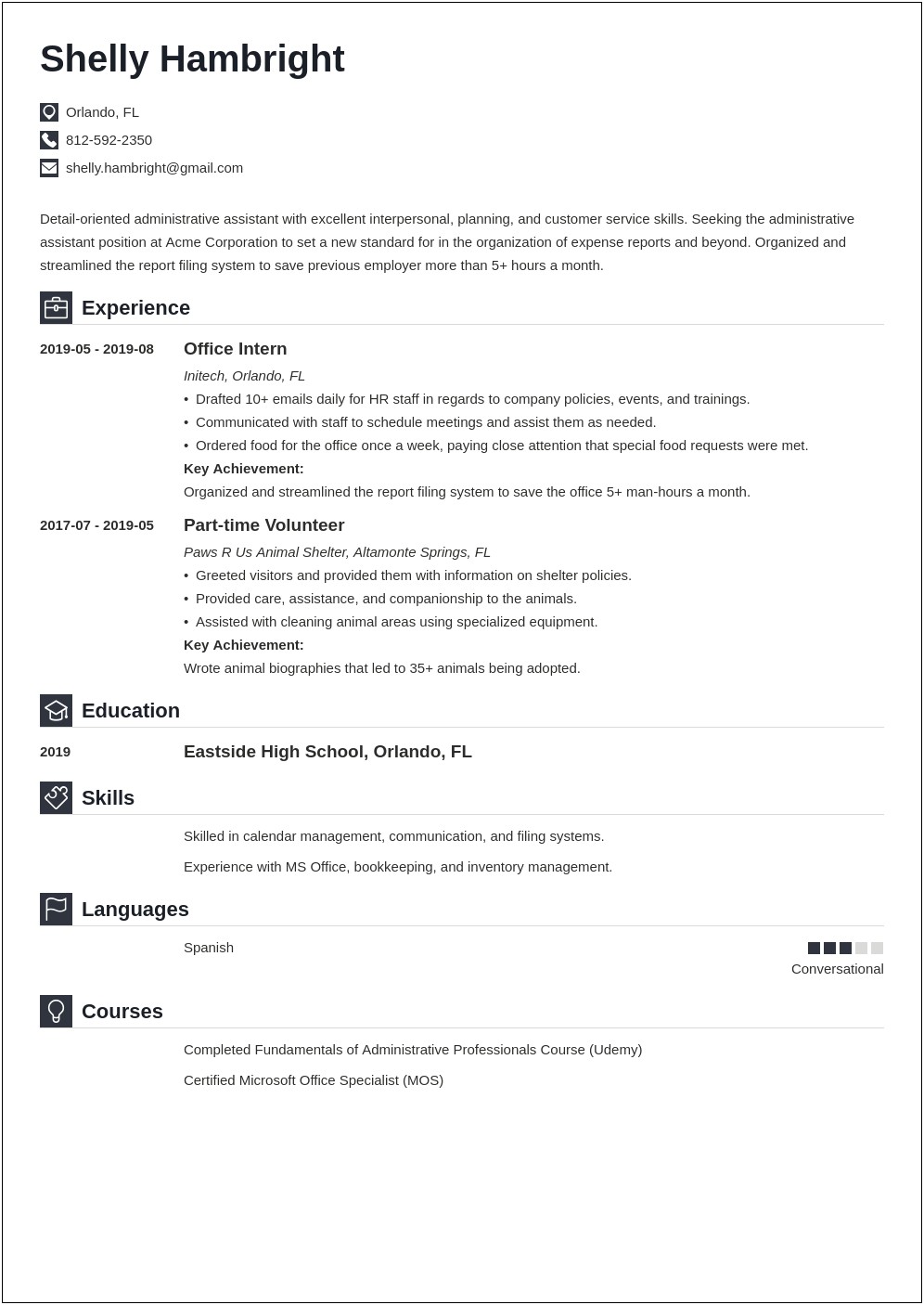 Sample Resume For Office Assistant Examples