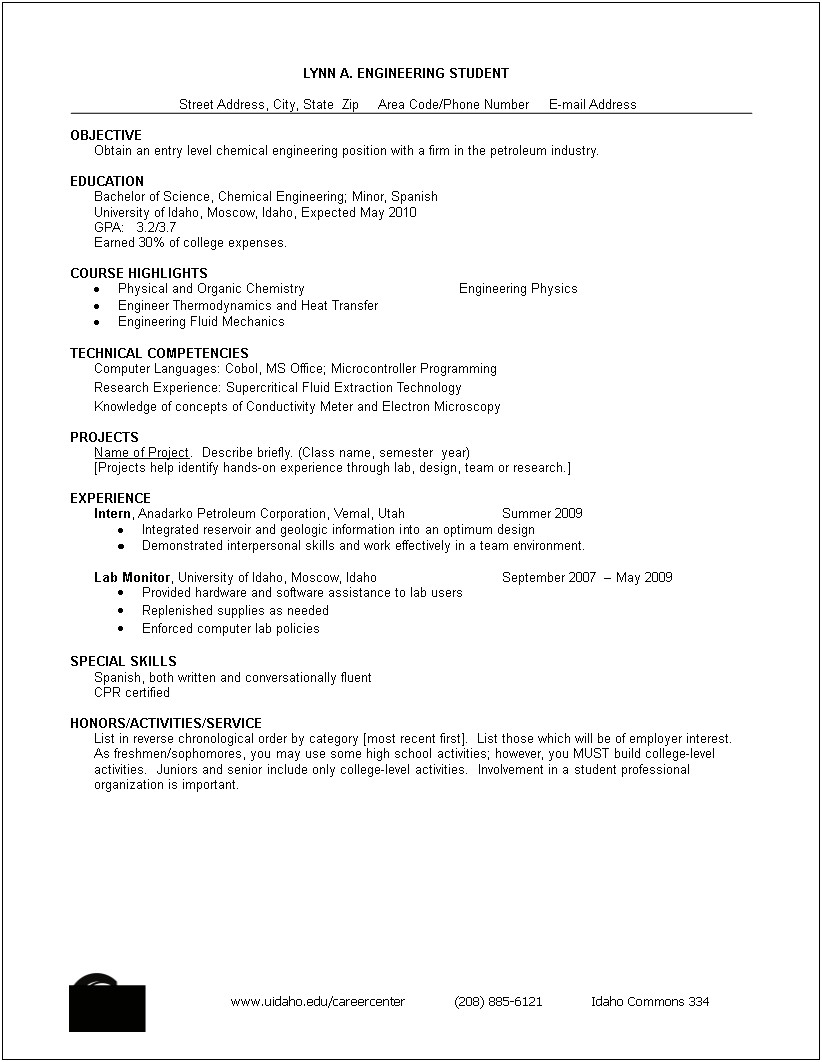 Sample Resume For Oil And Gas Entry Level