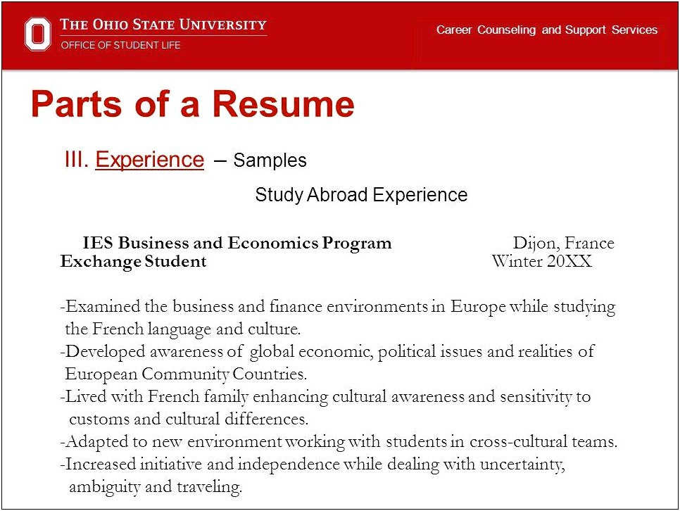 Sample Resume For Overseas Education Counselor