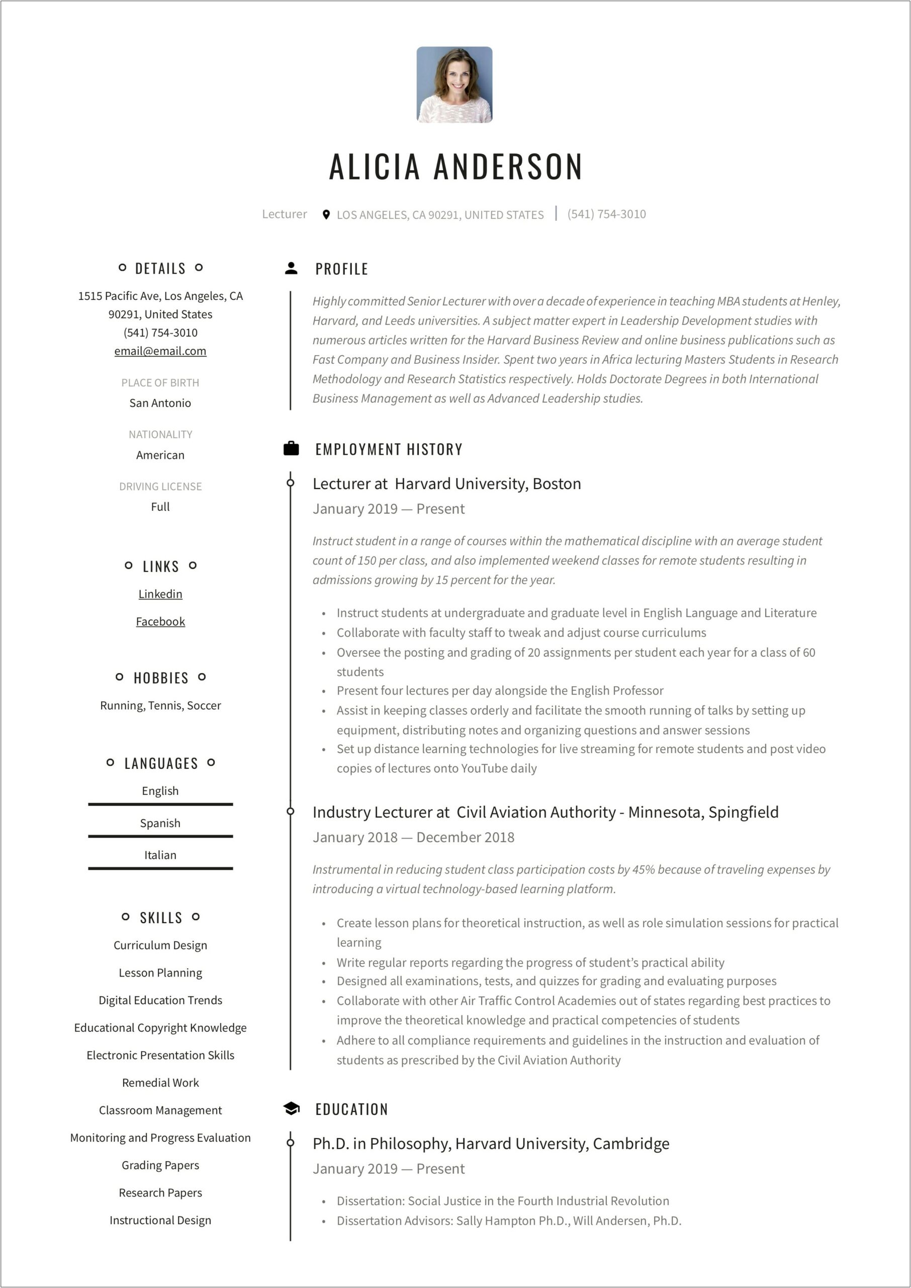 Sample Resume For Pharmacist In India