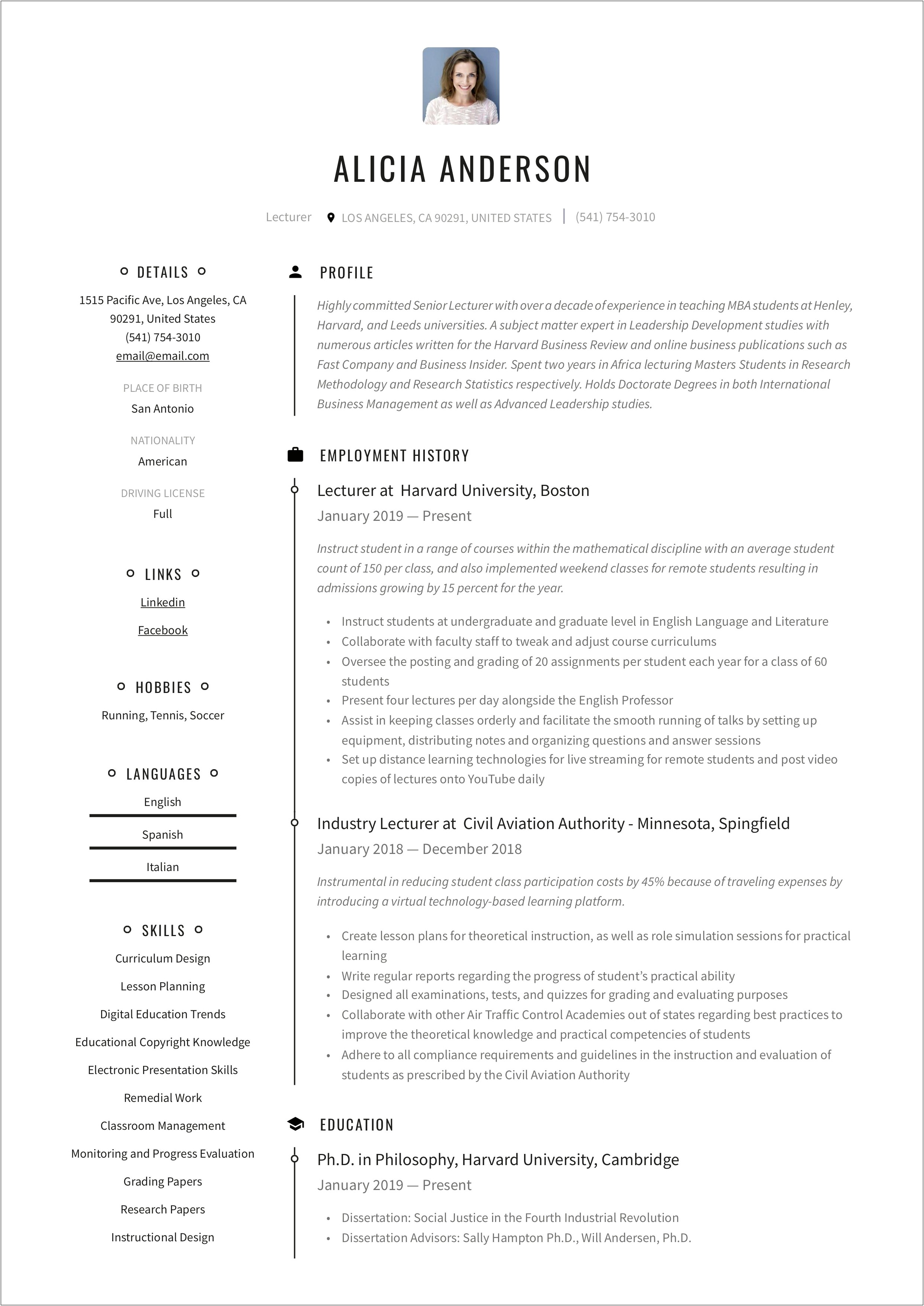 Sample Resume For Pharmacist In India