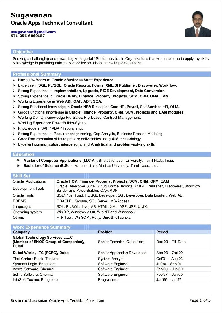 Sample Resume For Pl Sql Developer Download