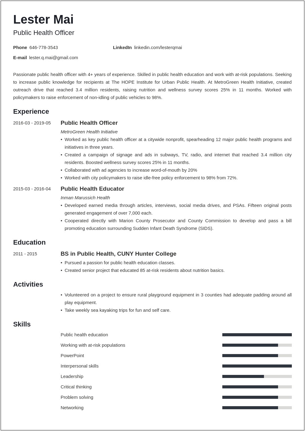 Sample Resume For Professionals In Healthcare