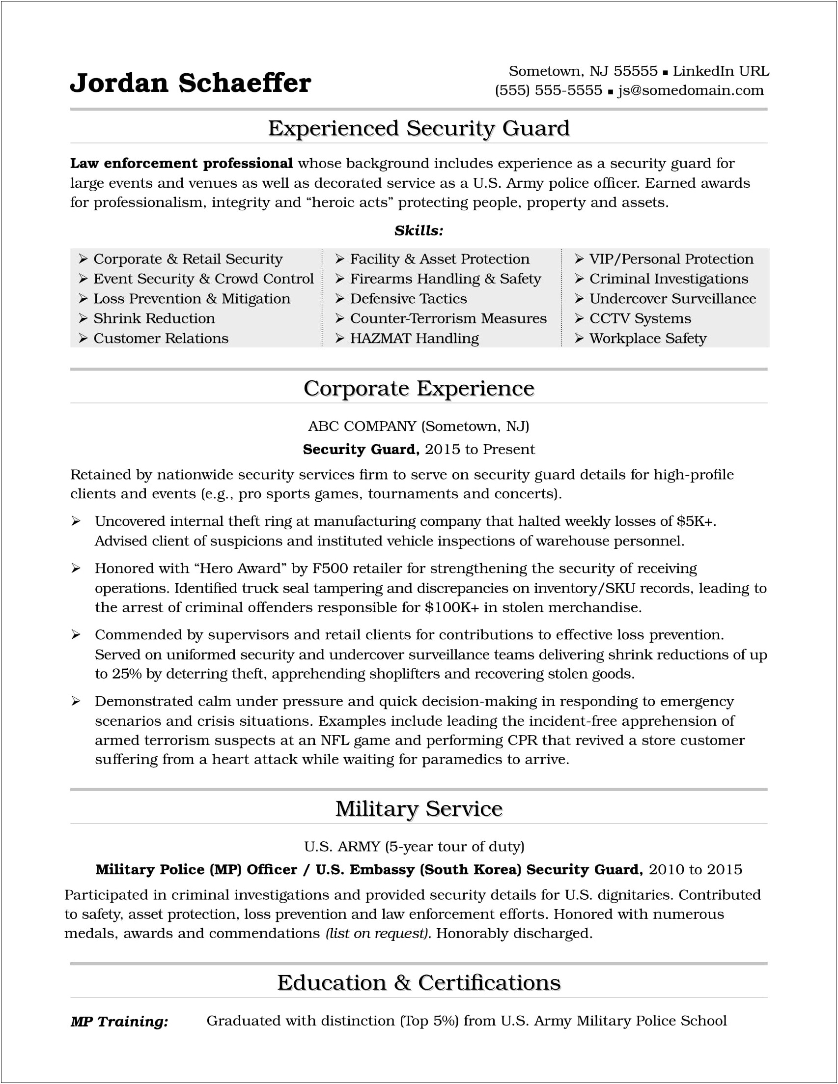 Sample Resume For School Resource Officer