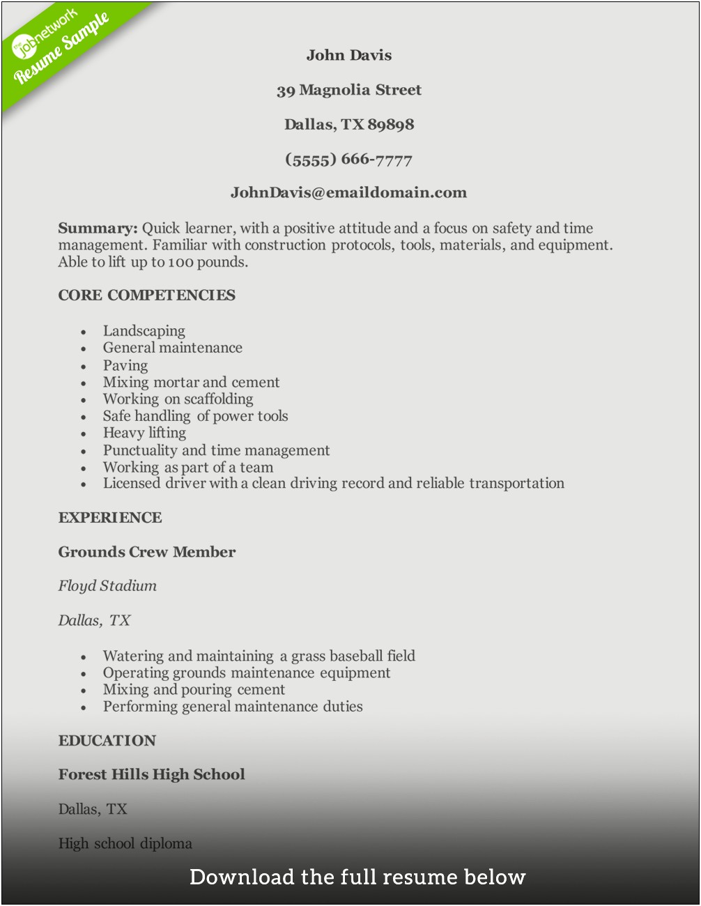 Sample Resume For Senior Residential Estimator