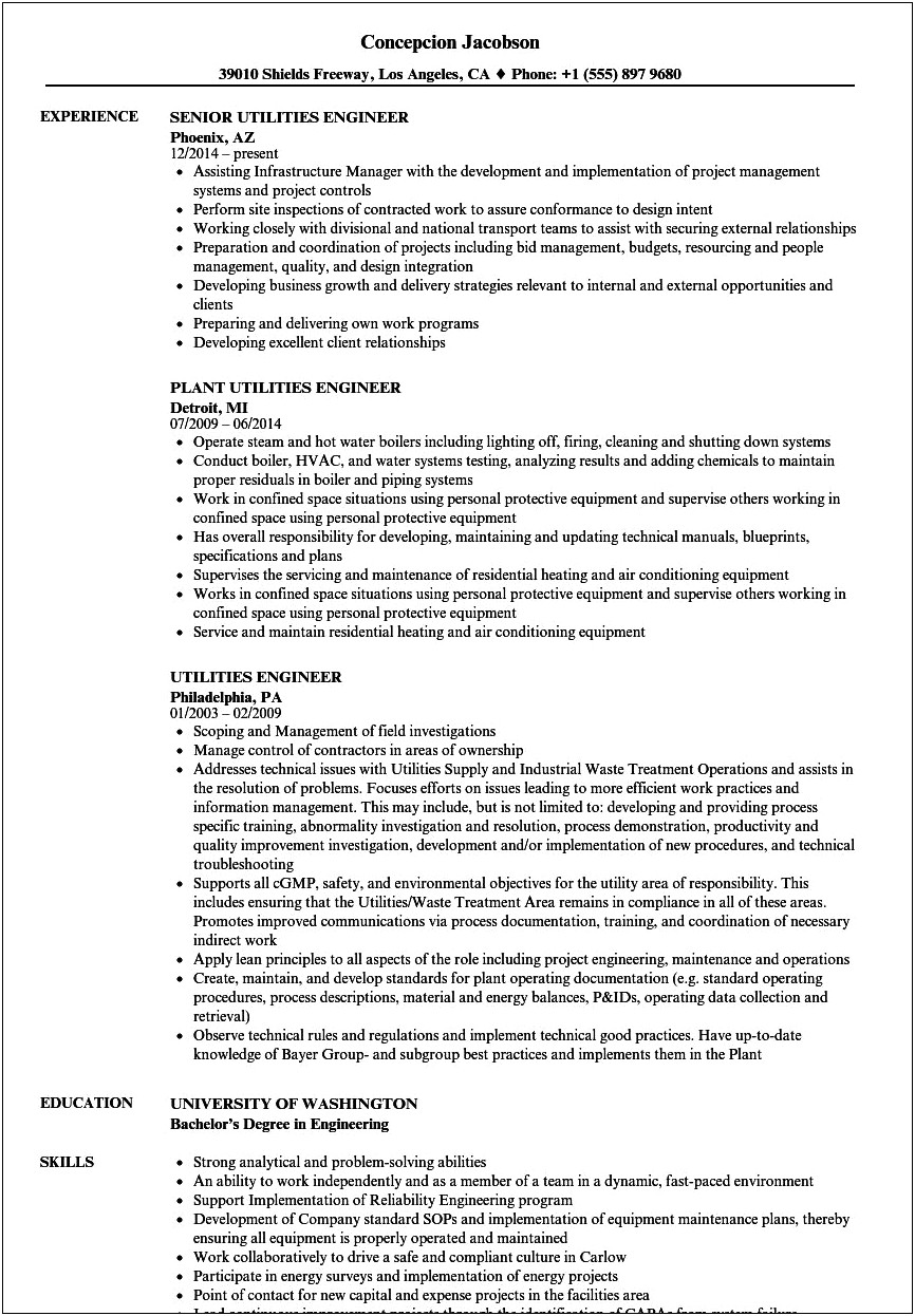 Sample Resume For Shop Manufacturer Utility Position