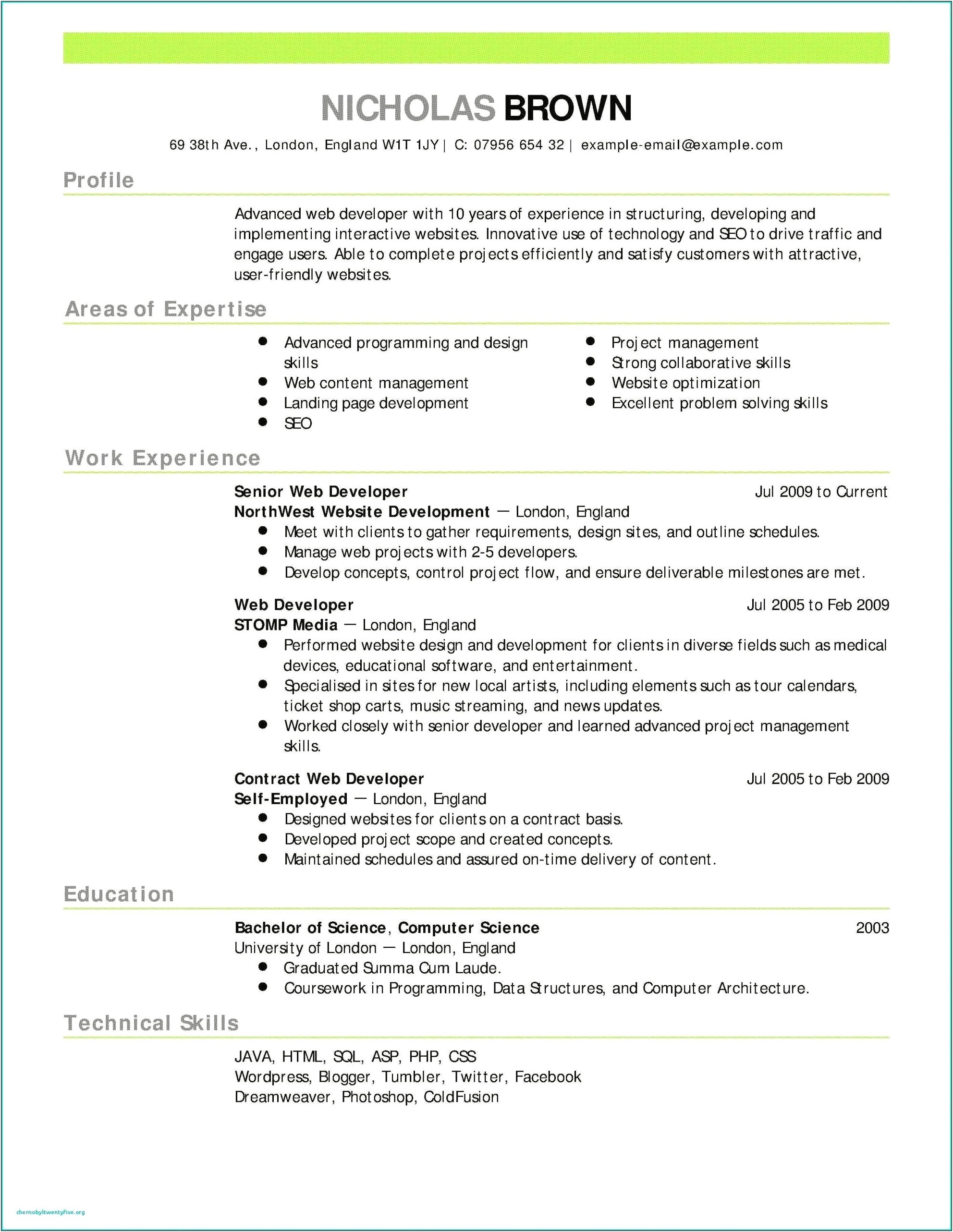 Sample Resume For Someone In Computer Programming