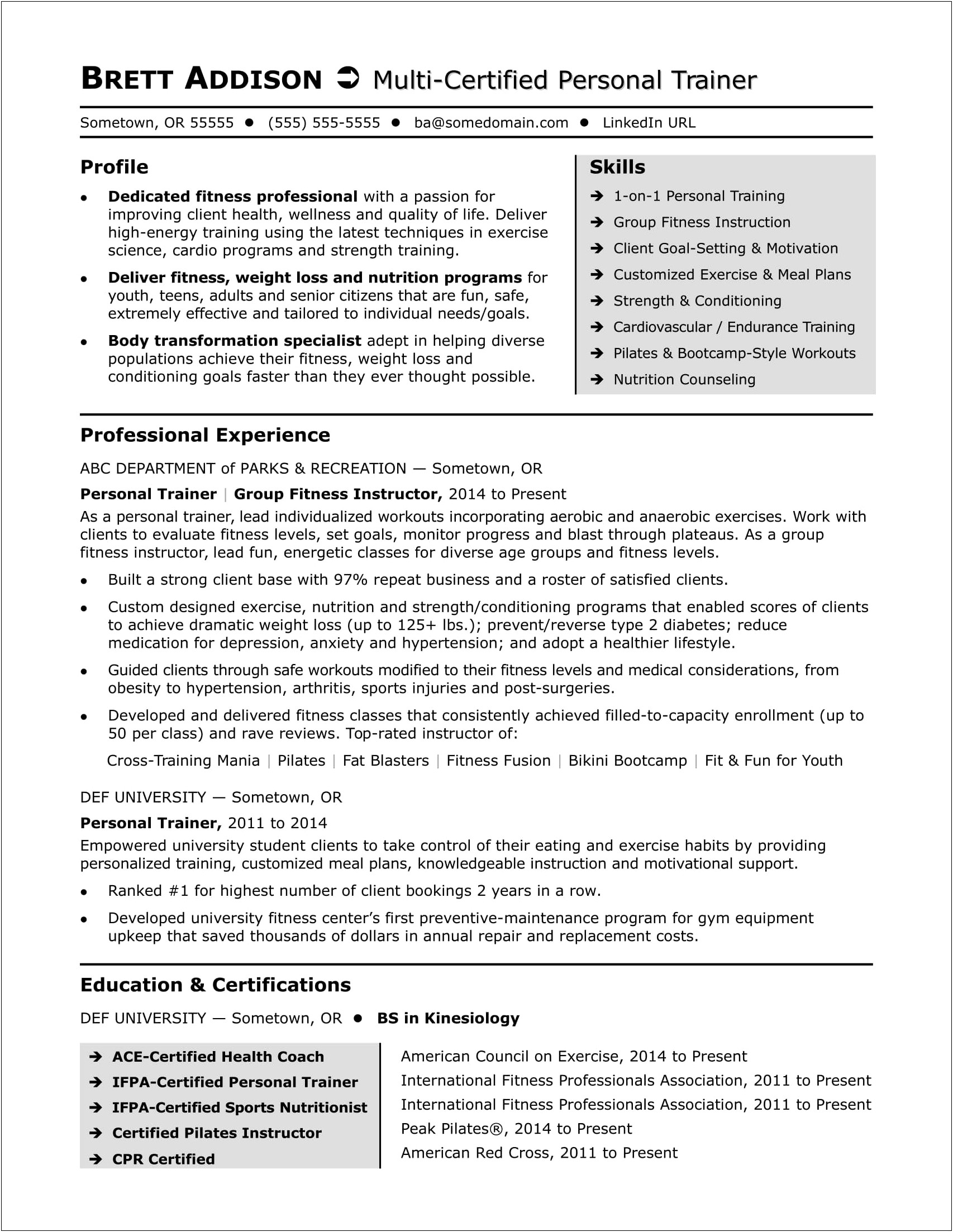 Sample Resume For Sporting Goods Store