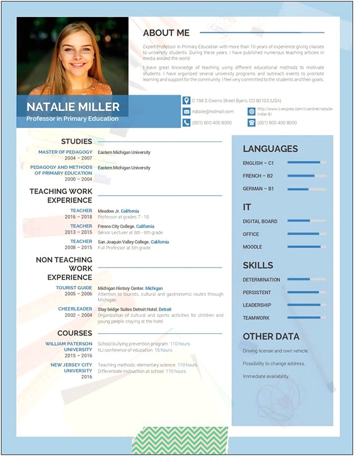 Sample Resume For Teacher Leaving Education