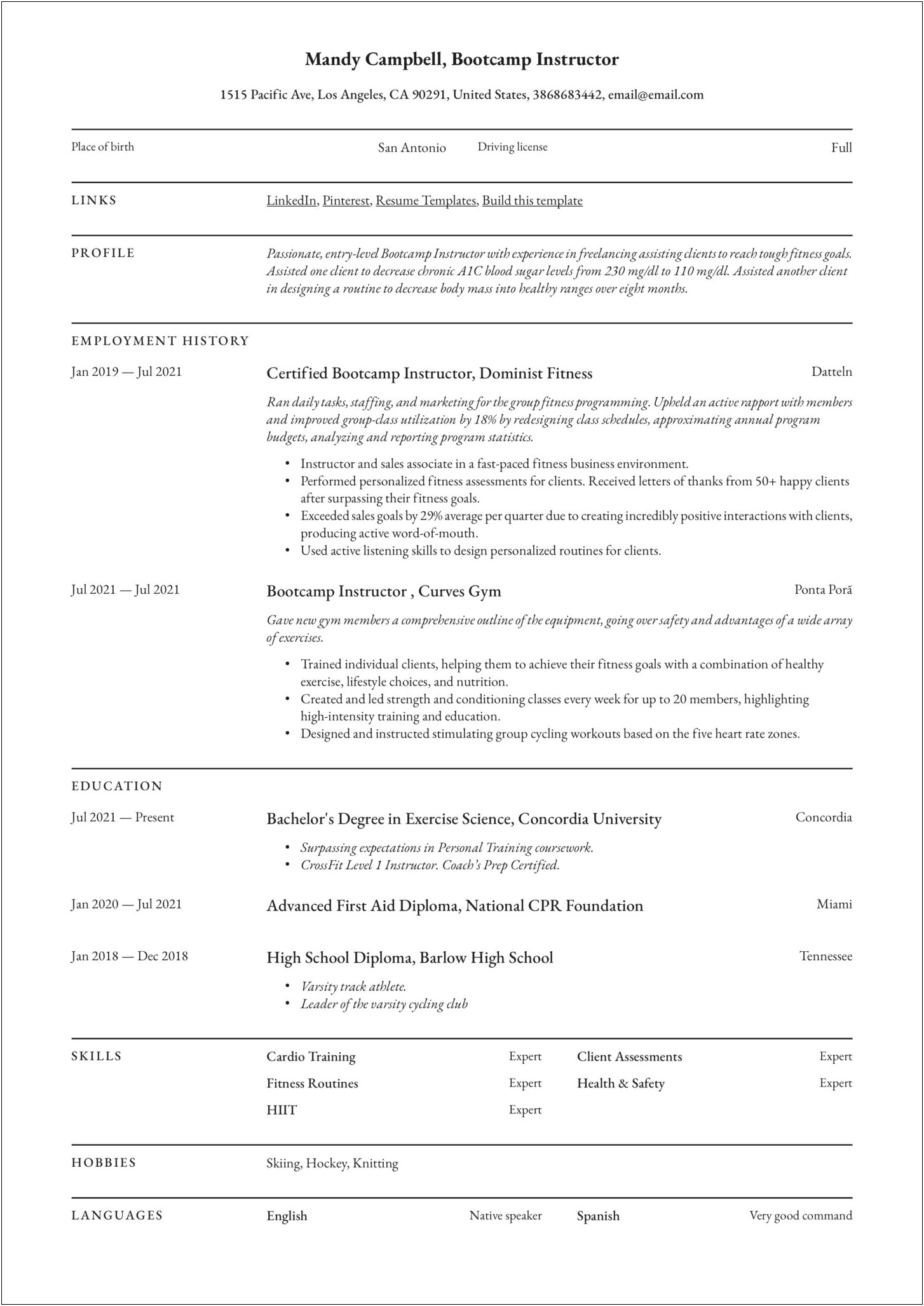 Sample Resume For Teachers Without Experience Pdf