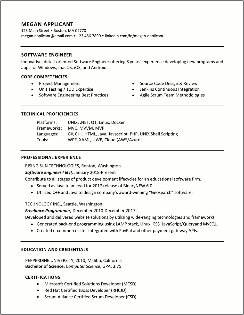 Sample Resume For Unix Shell Scripting