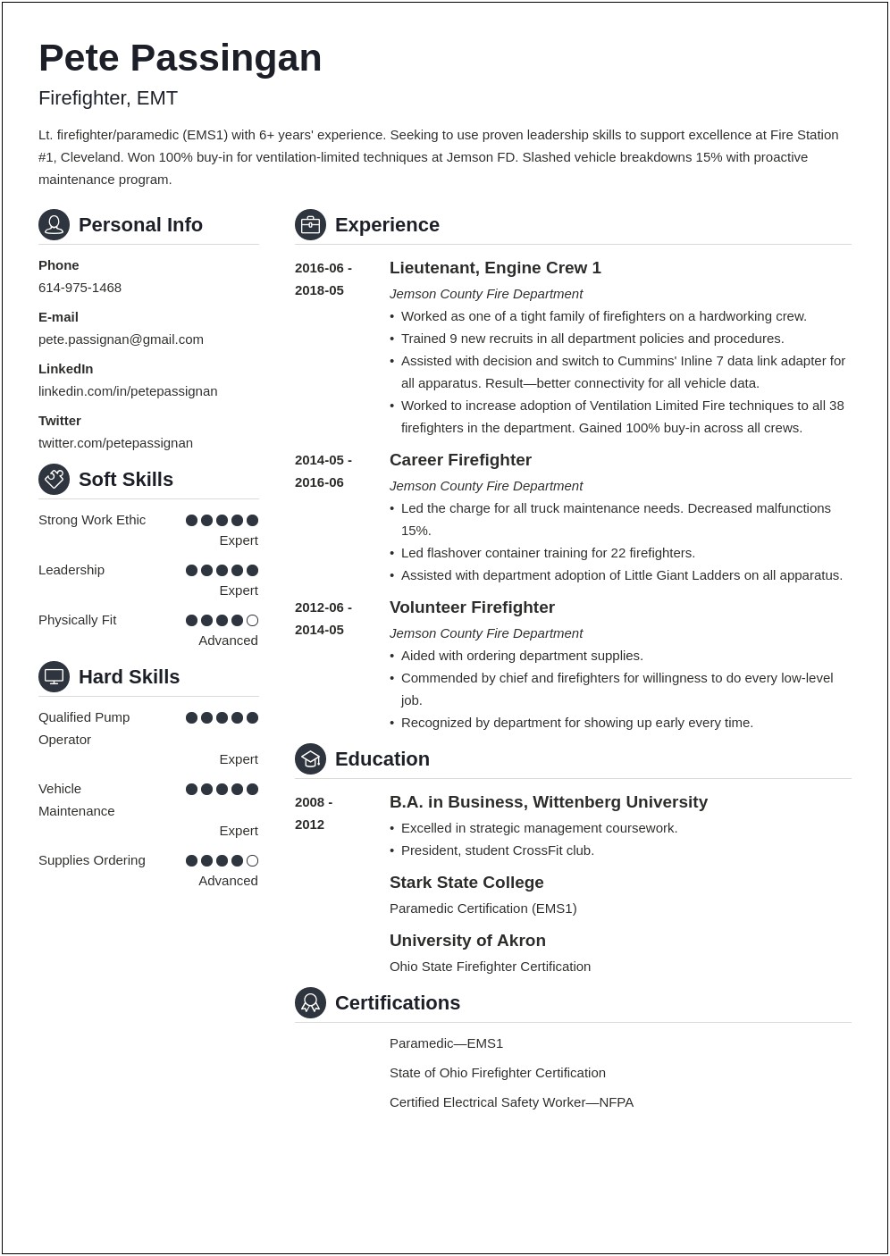 Sample Resume For Usa Jobs Fire