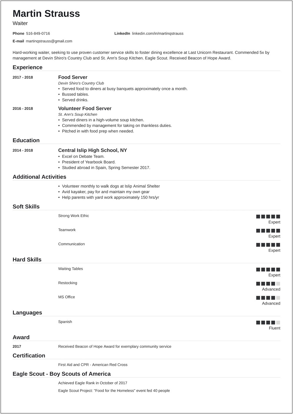 Sample Resume For Year 10 Work Experience