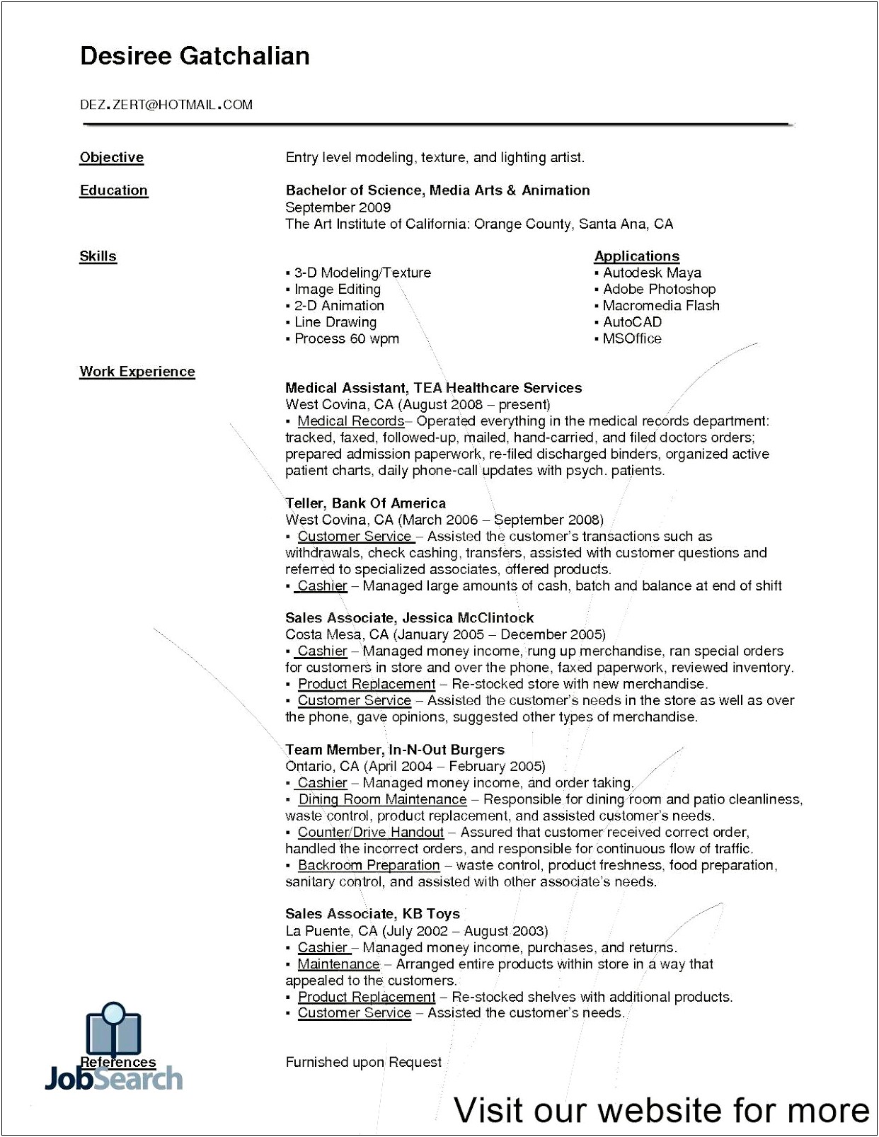 Sample Resume Format For Bank Jobs