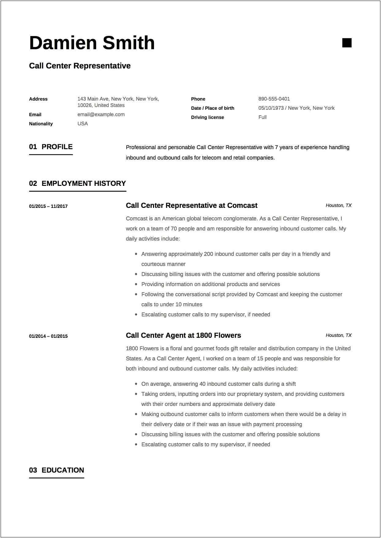 Sample Resume Format For Bpo Jobs