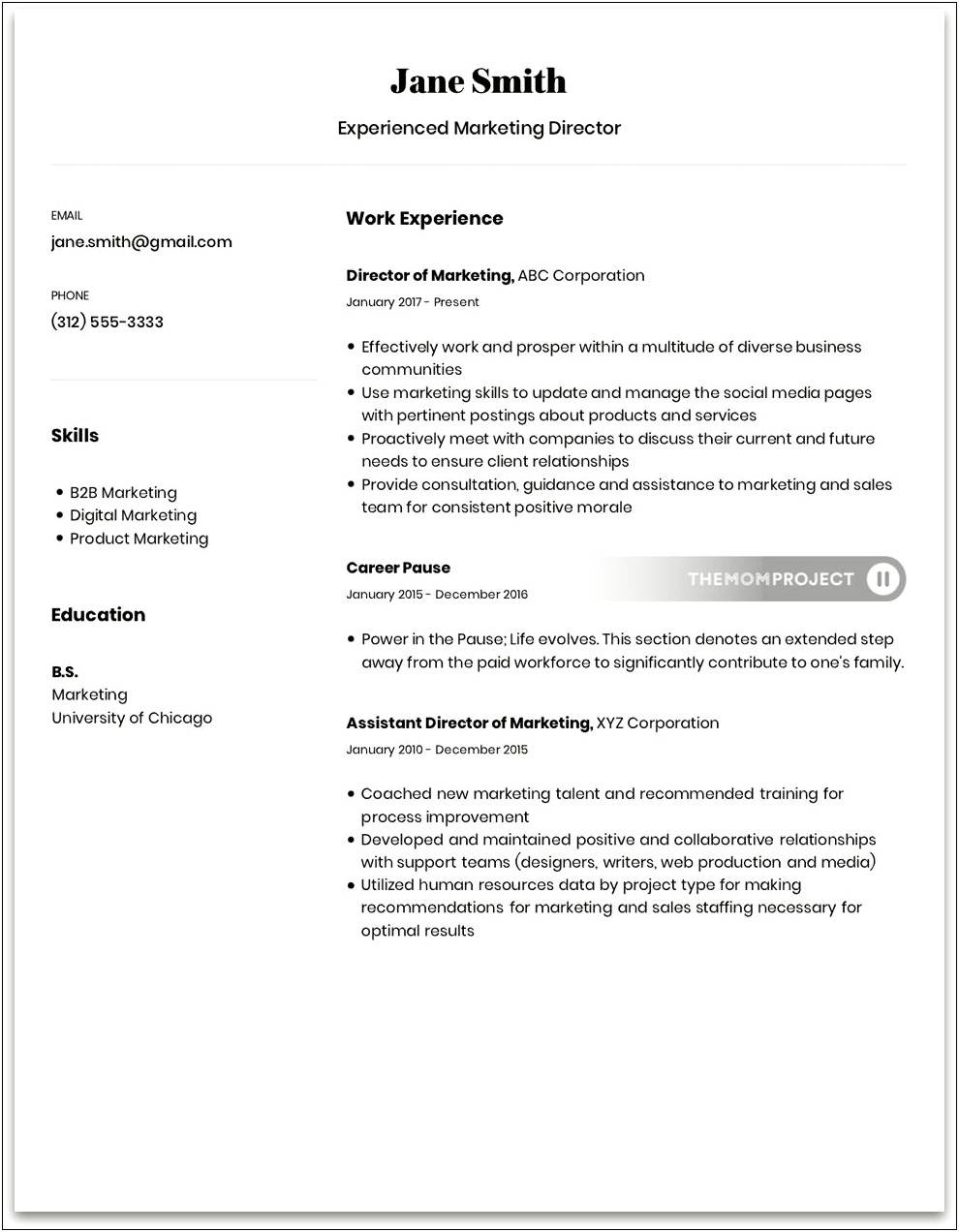 Sample Resume From Stay At Home Mom