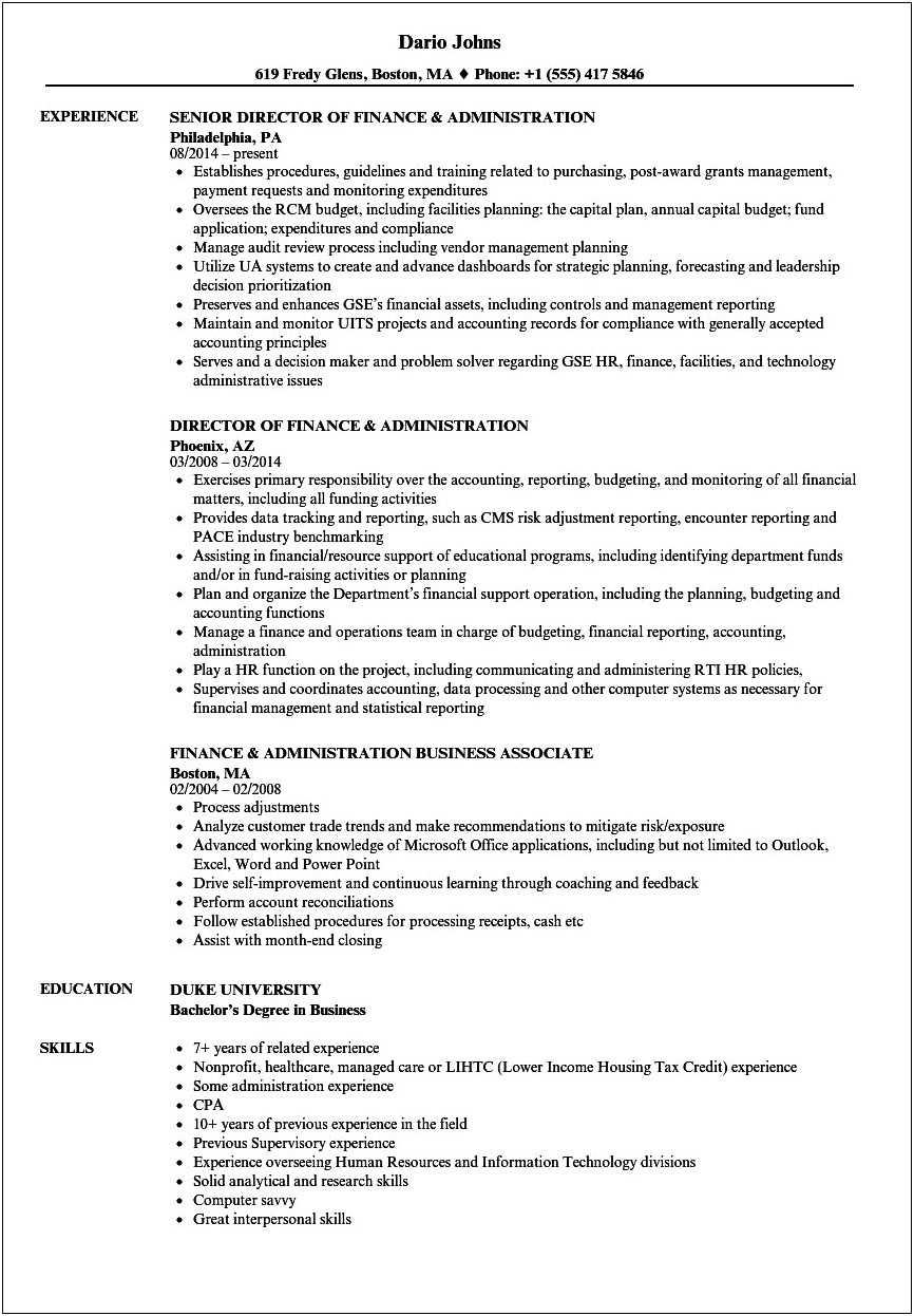 Sample Resume Healthcare Administrative With 10 Years Experience