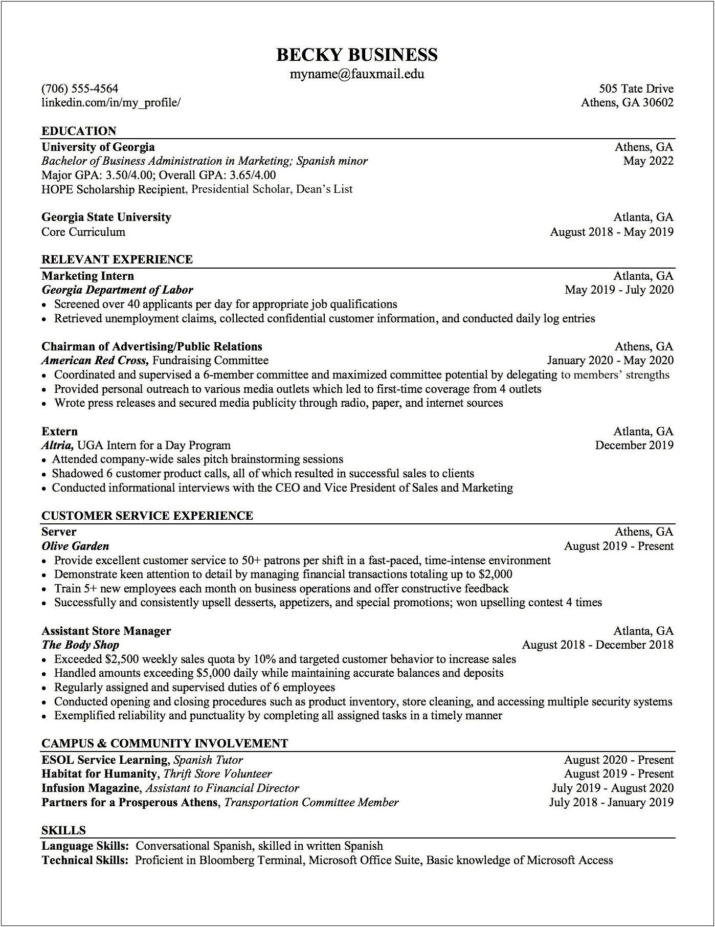 Sample Resume Listing Same Company Twice