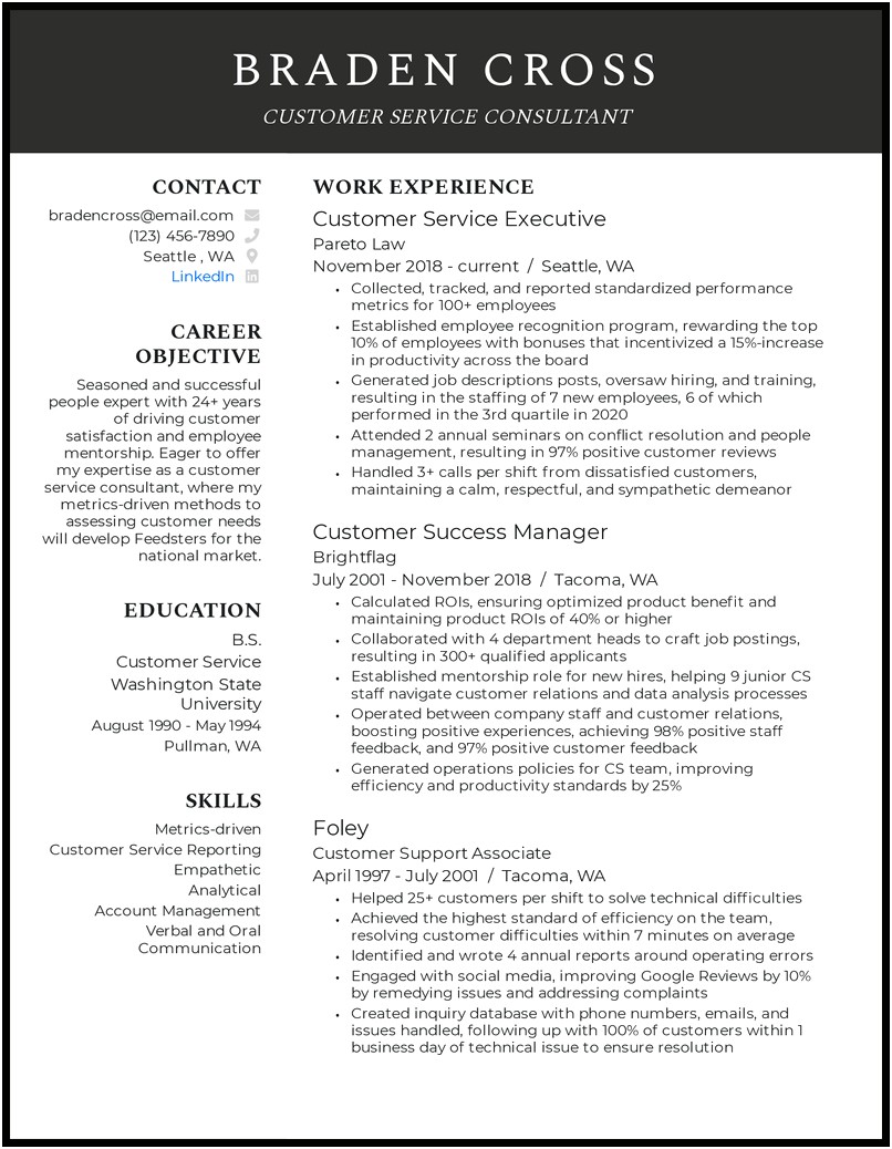 Sample Resume Objective For Call Center
