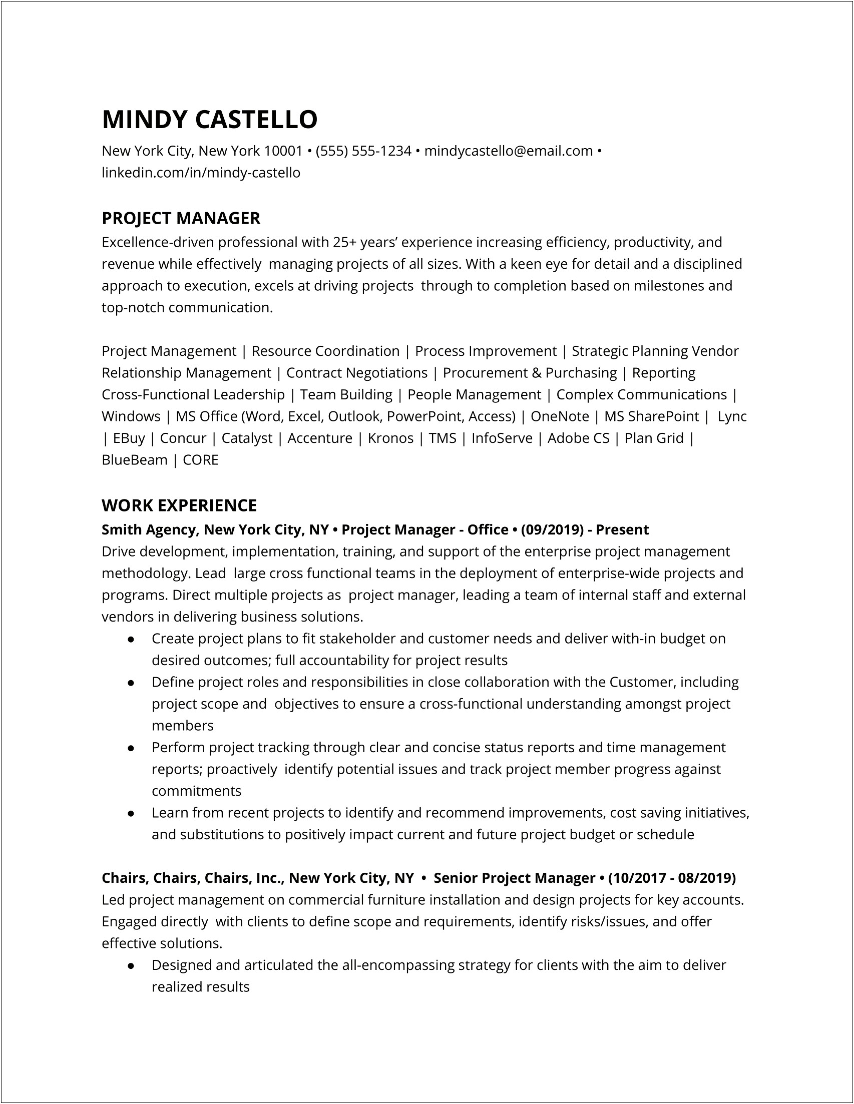 Sample Resume Objective Statements Project Manager