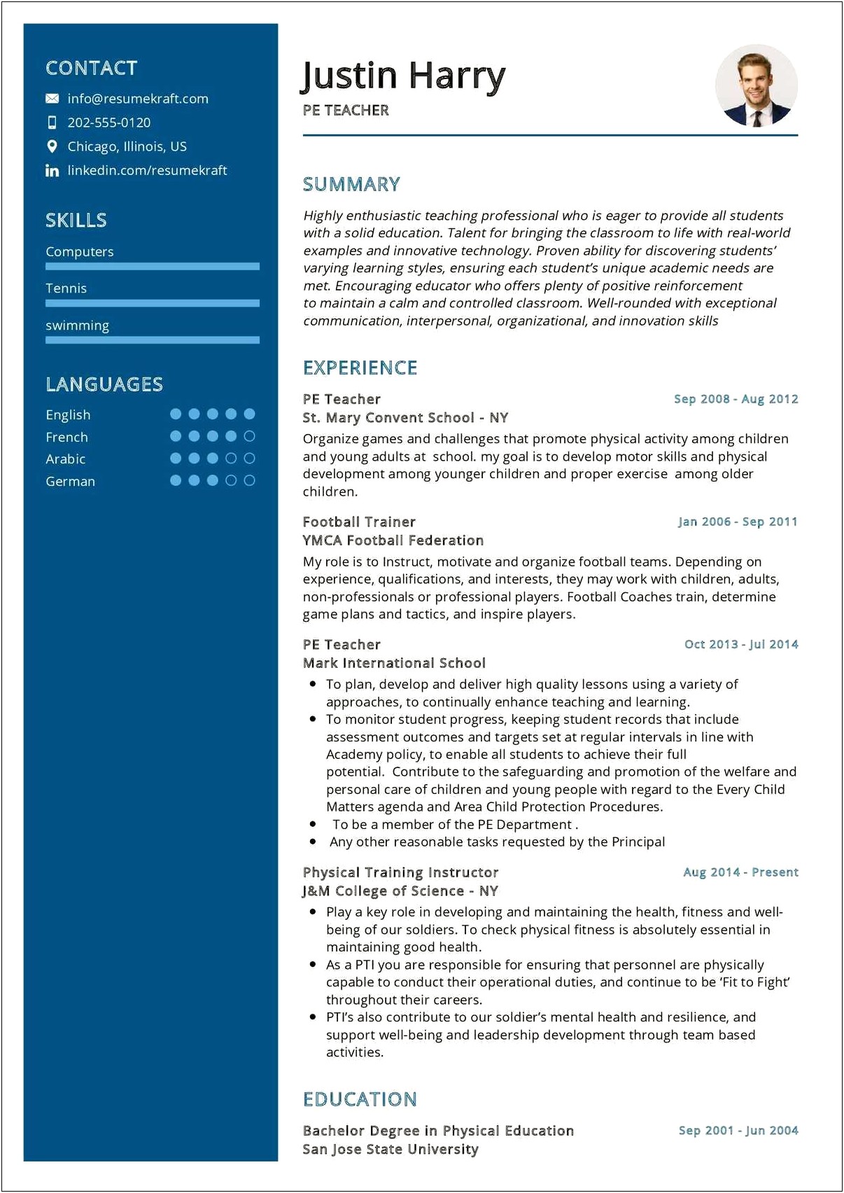 Sample Resume Of A Technology Teacher