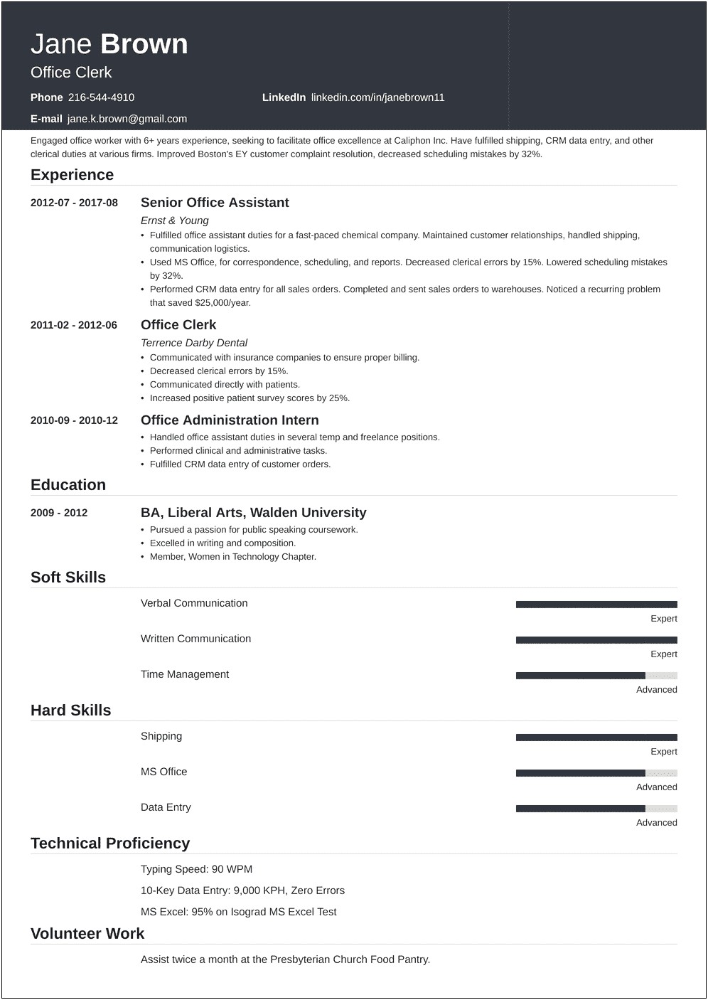 Sample Resume Of Clerk Typist For Fire Department