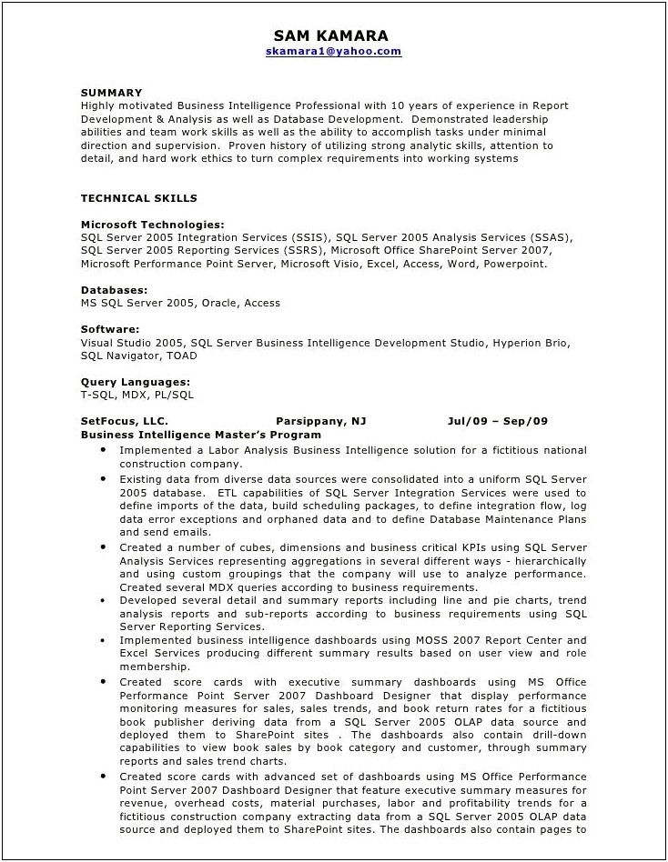 Sample Resume Of Hyperion Developer Linkedin