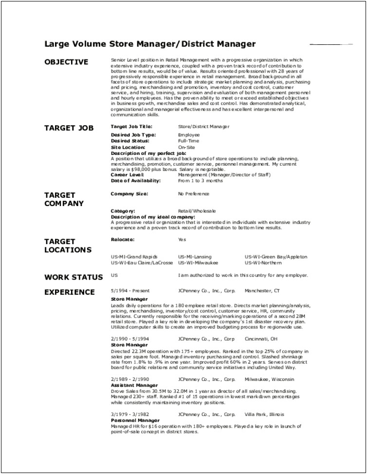 Sample Resume Of Service Shop Manager