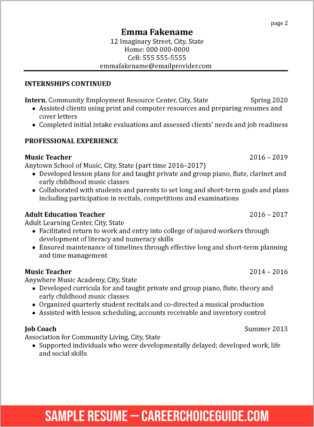 Sample Resume Profile For Career Change