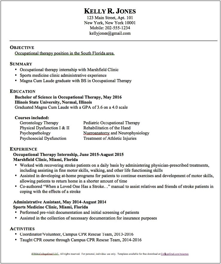 Sample Resume School Based Physical Therapist Assistant