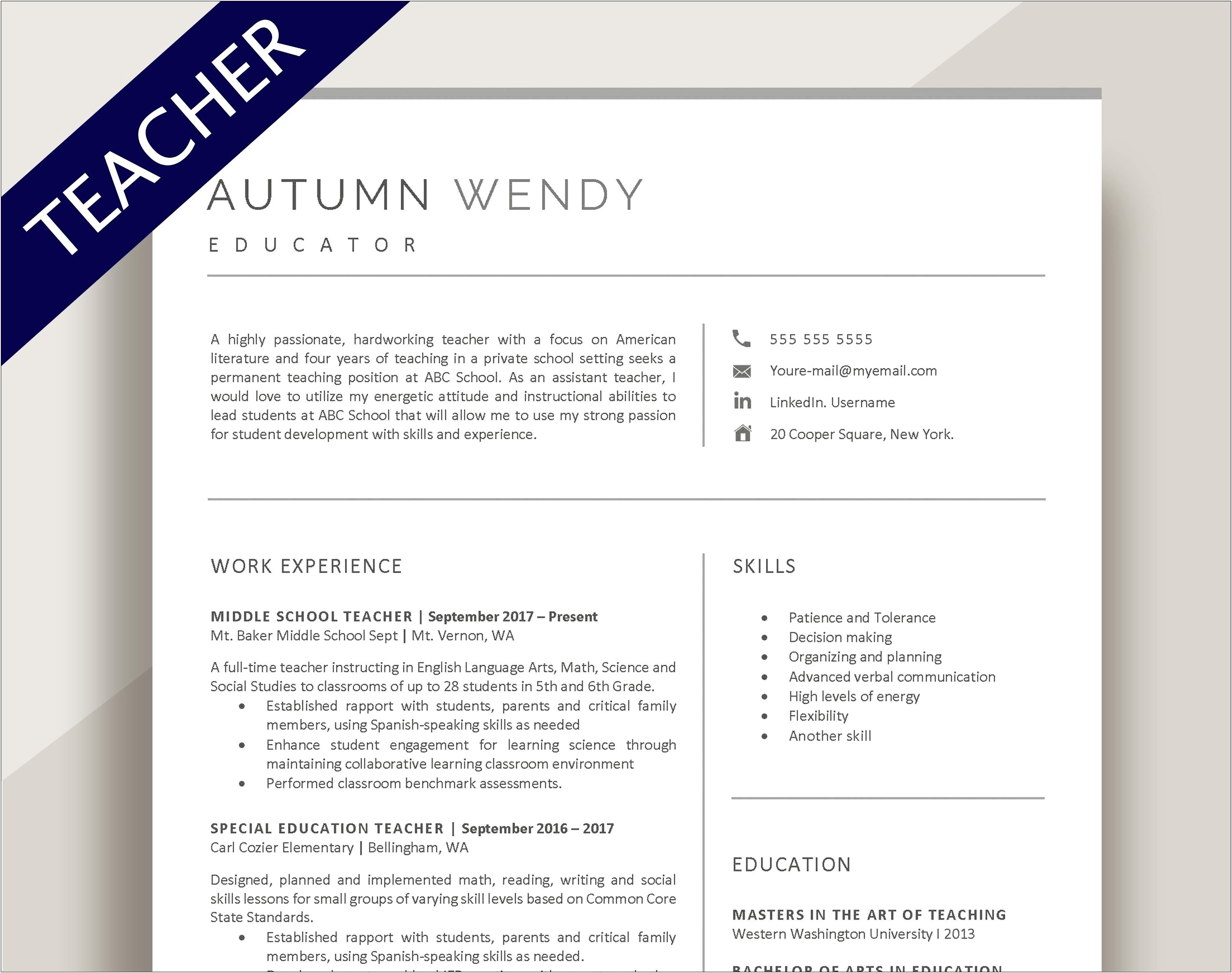 Sample Resume Science Standards And Instruction