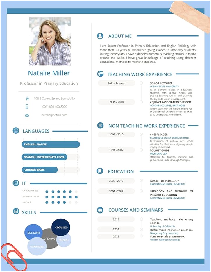 Sample Resume Summary For Future Teacher