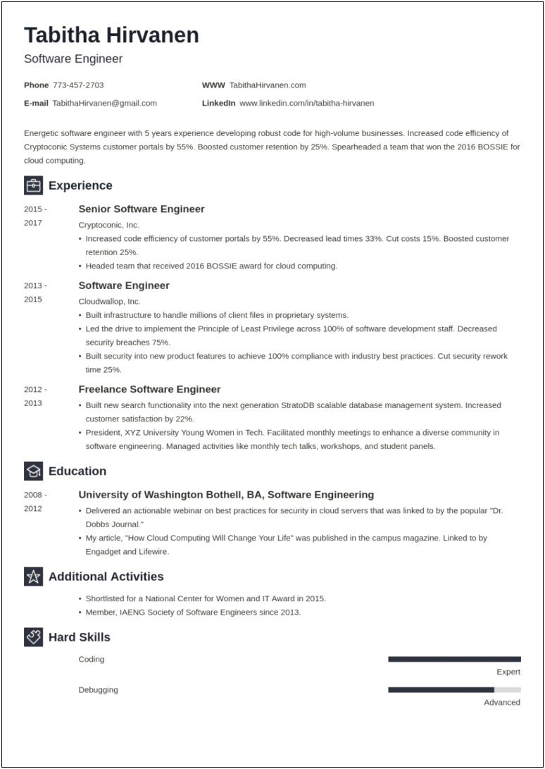 Sample Resume Templates For Engineer