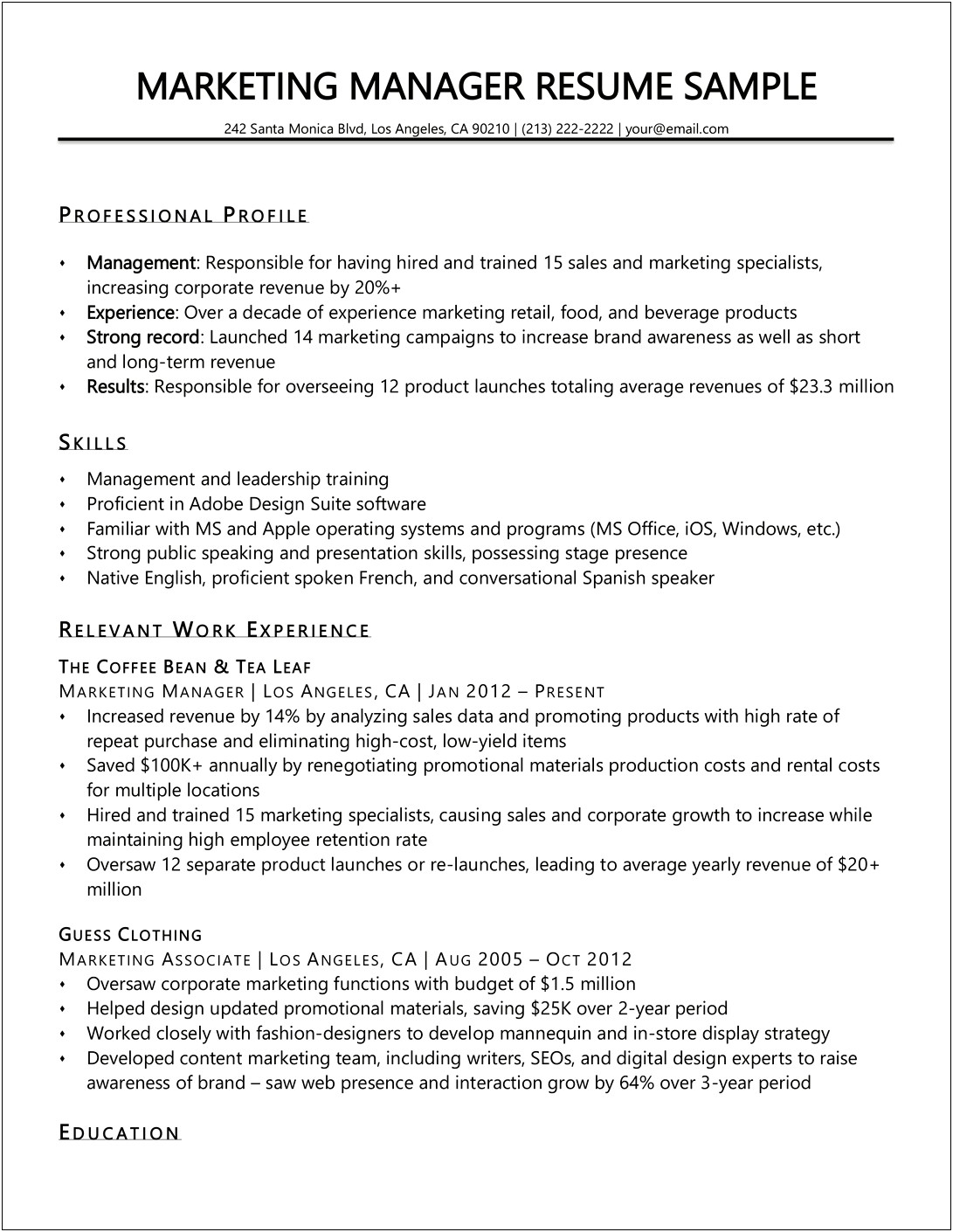 Sample Resume To Apply To Apple