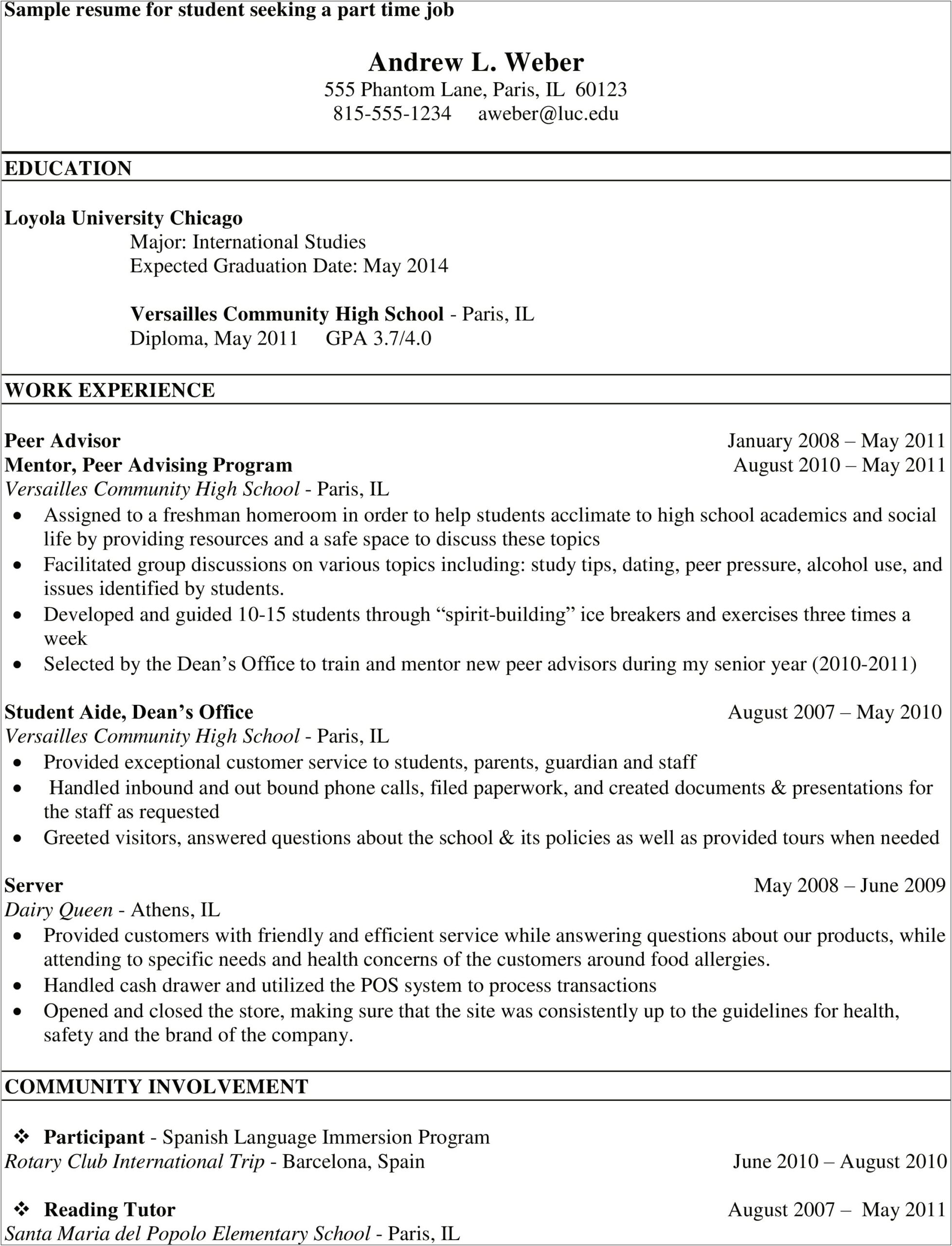 Sample Resume To Working In The Grocery Store