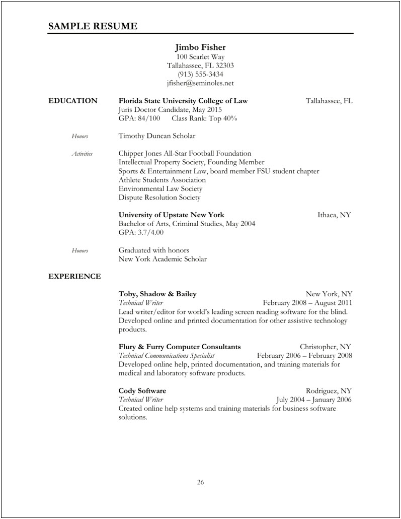 Sample Resume Unvieristy Of Florida Crc