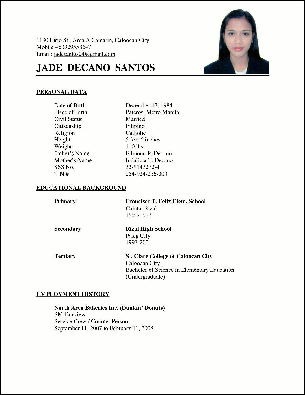 Sample Resume With Civil Service Eligibility Philippines