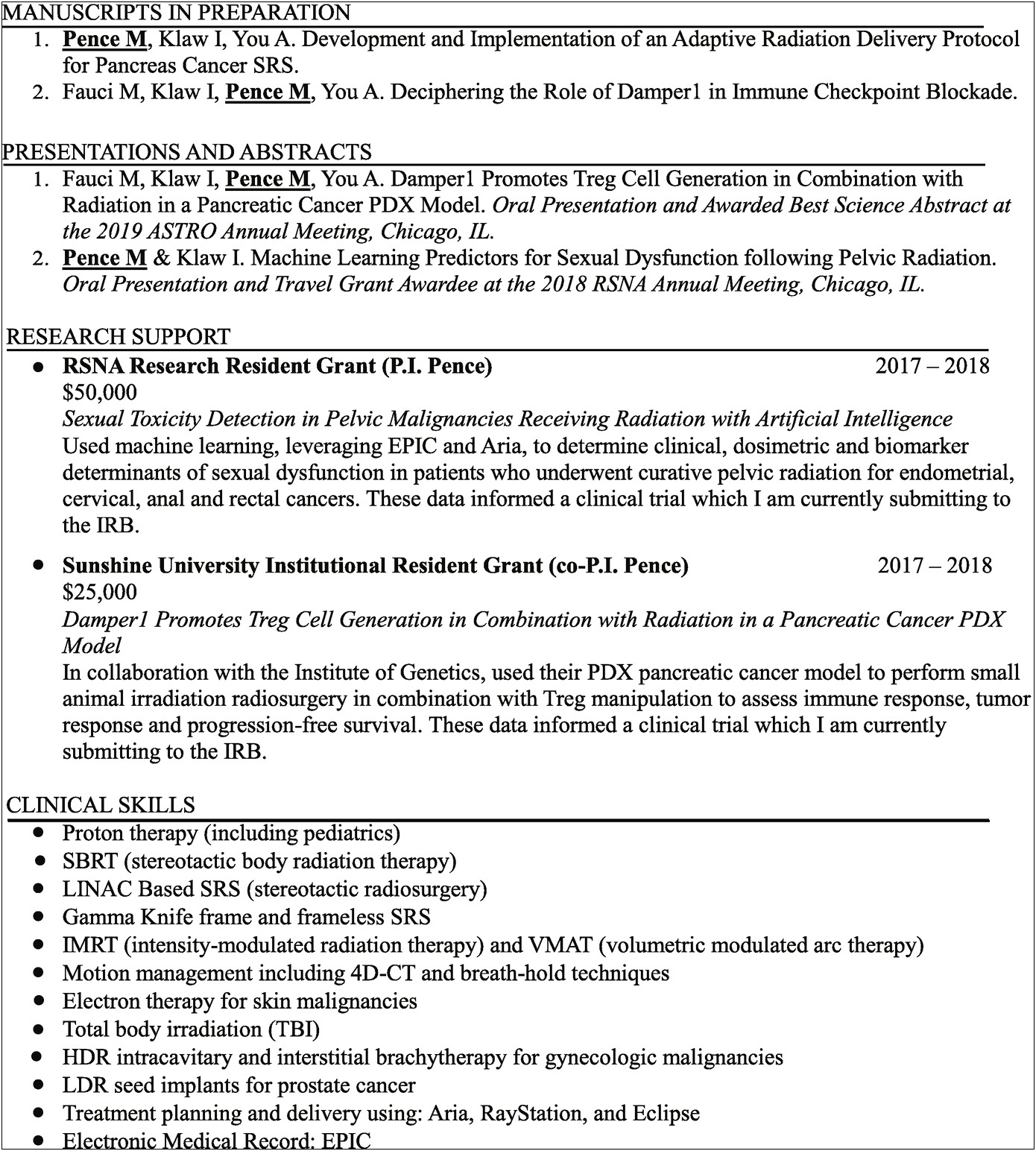 Sample Resume With Manuscripts In Progress