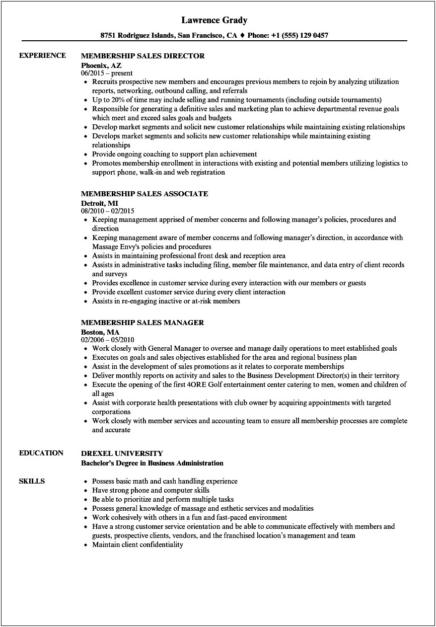 Sample Resumes For A Chamber Of Commerce