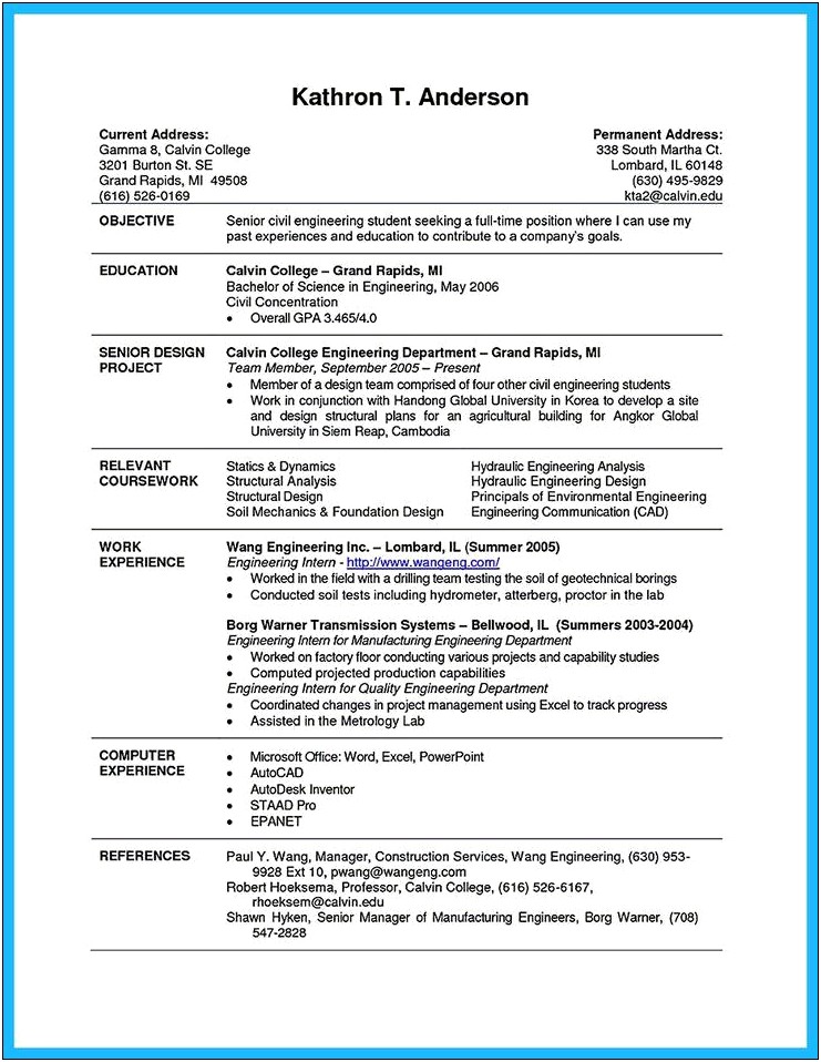 Sample Resumes With No College Experience