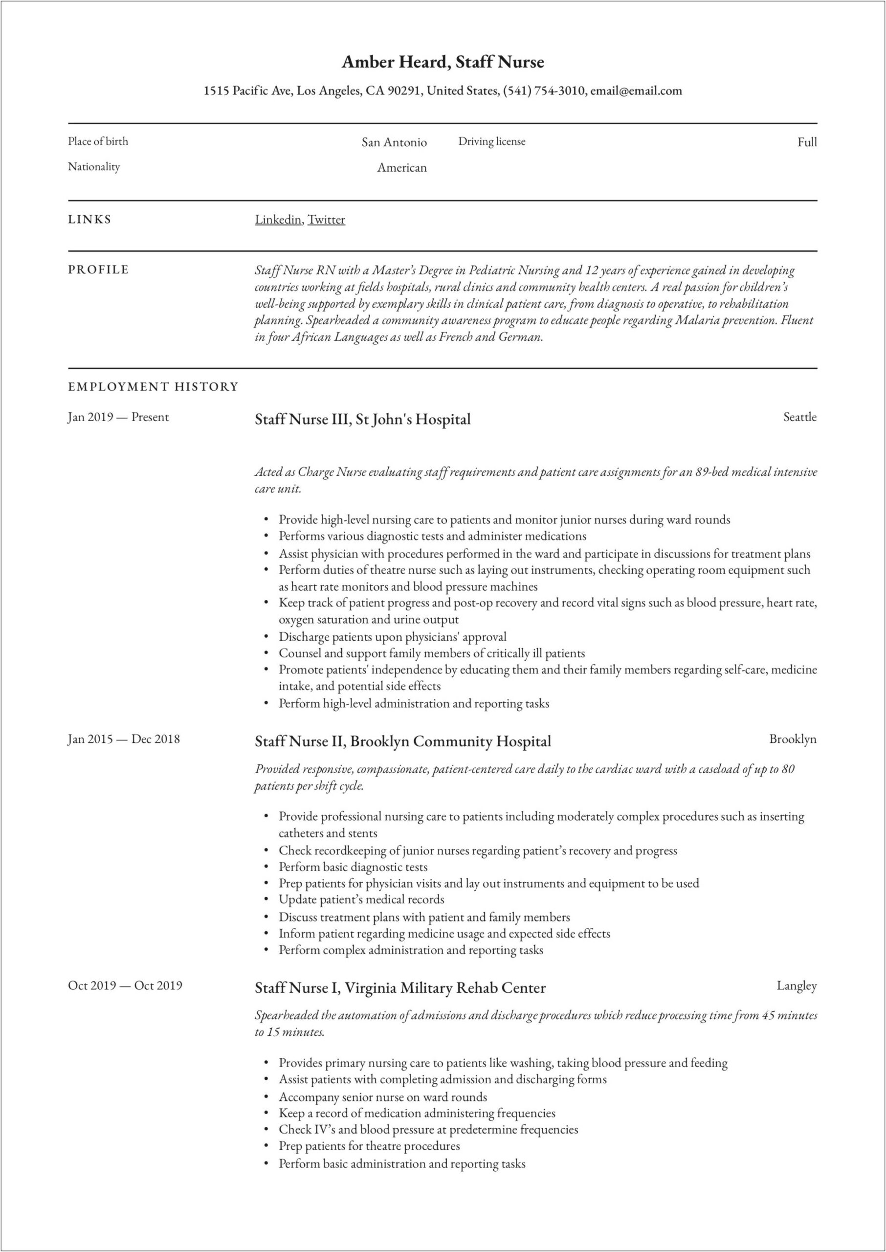 Sample Rn Resume For Hospice Positions