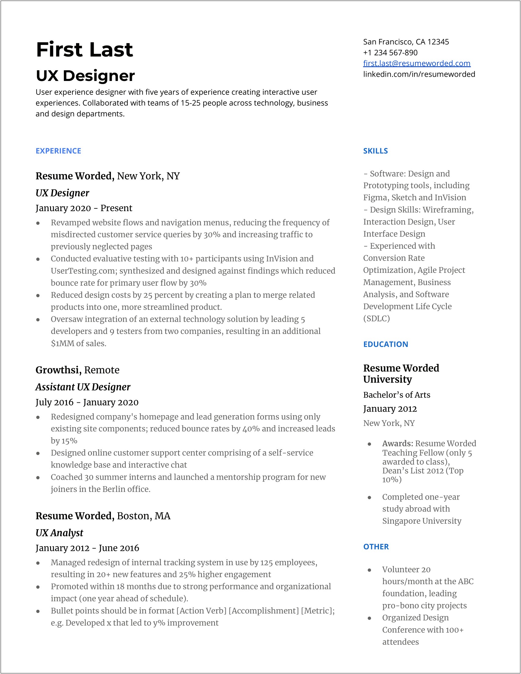 Sample Senior Ux Ui Designer Resume