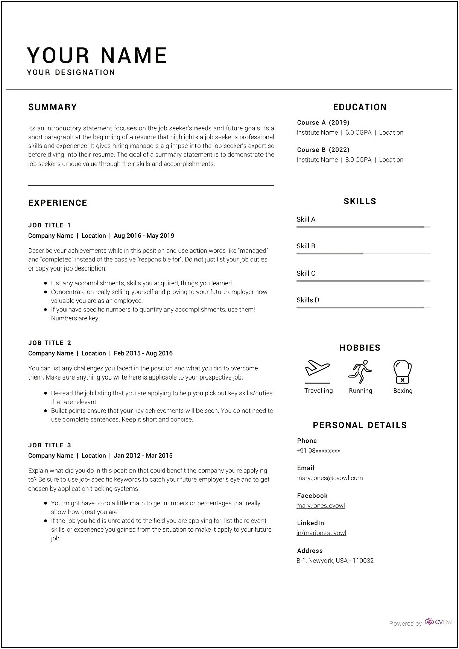 Sample Show Me A Filled Out Resume