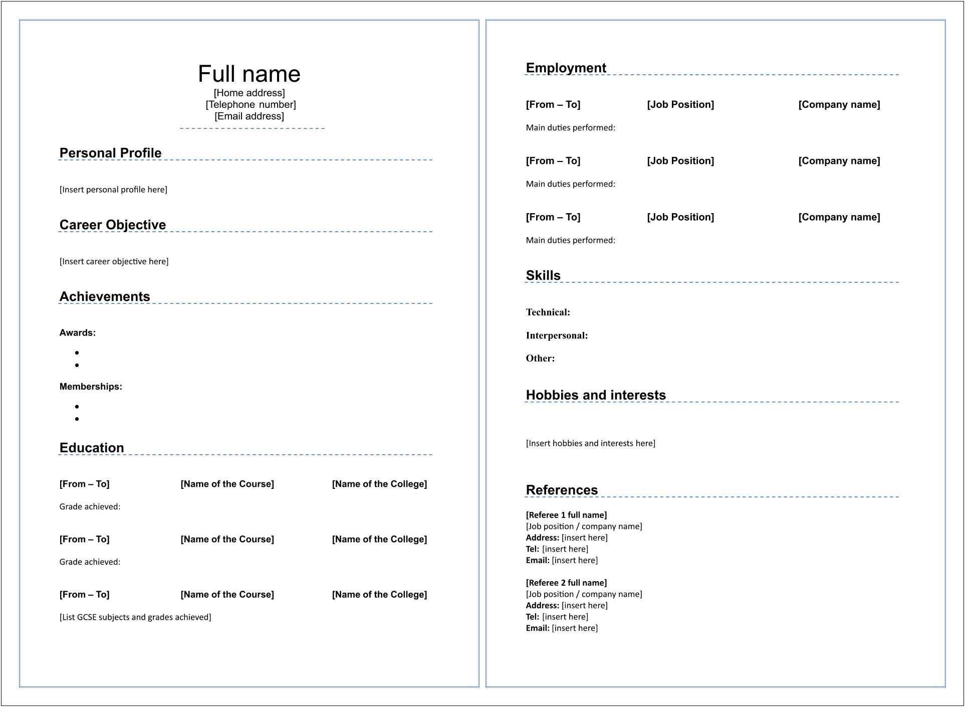 Sample Simple Resume Printable High School